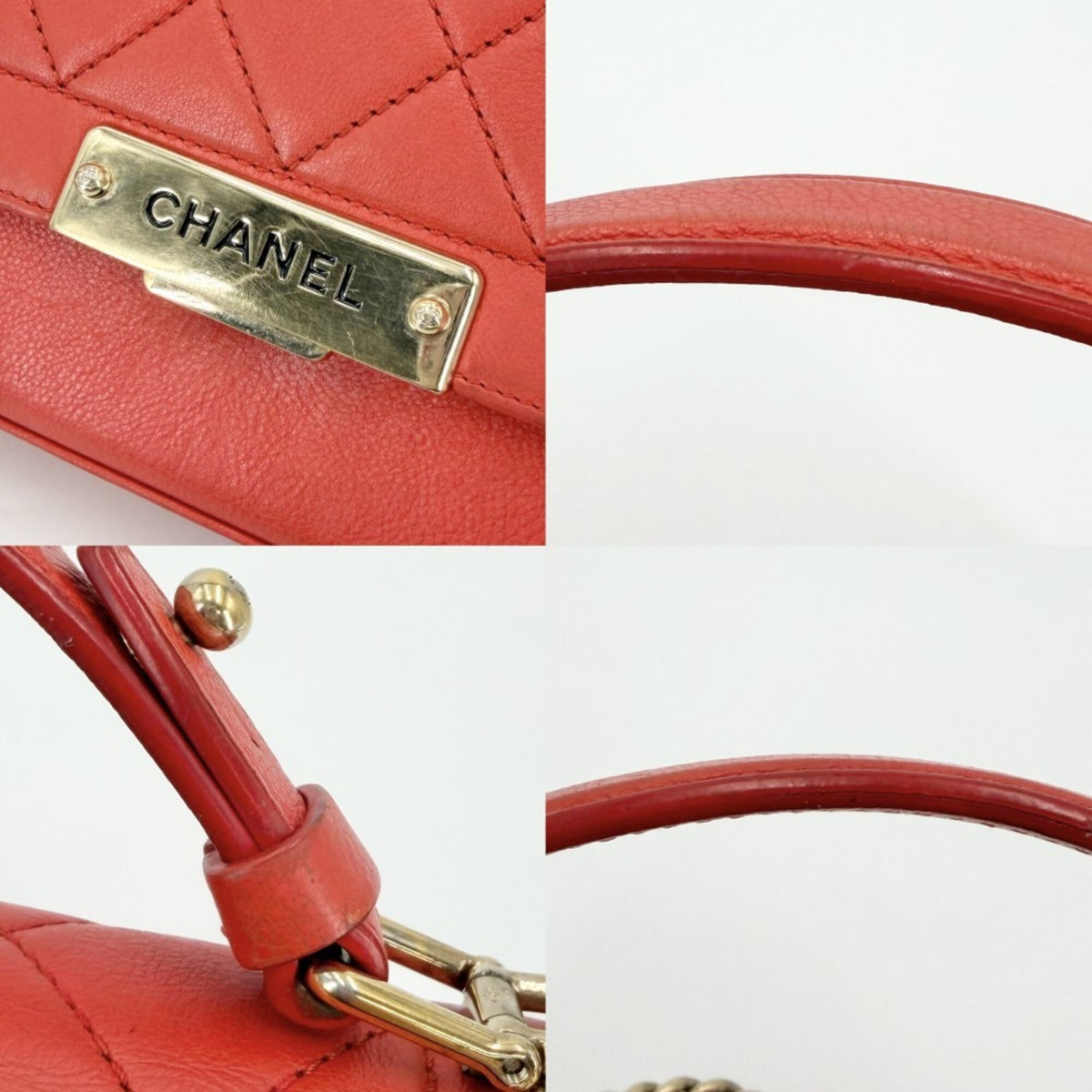 Chanel Orange Leather Shoulder Bag (Pre-Owned)