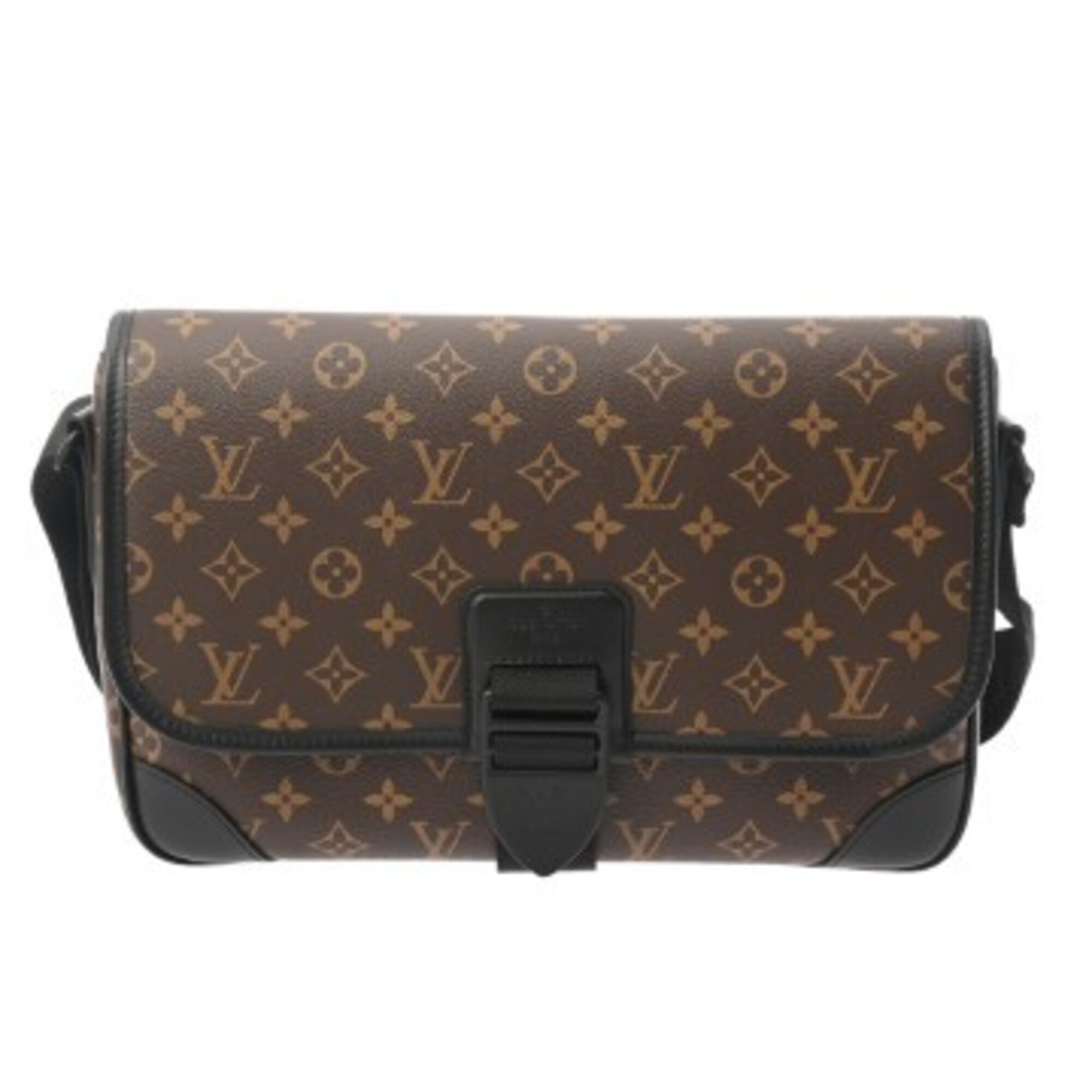 Louis Vuitton Black Brown Monogram Leather Shoulder Bag (Pre-Owned)