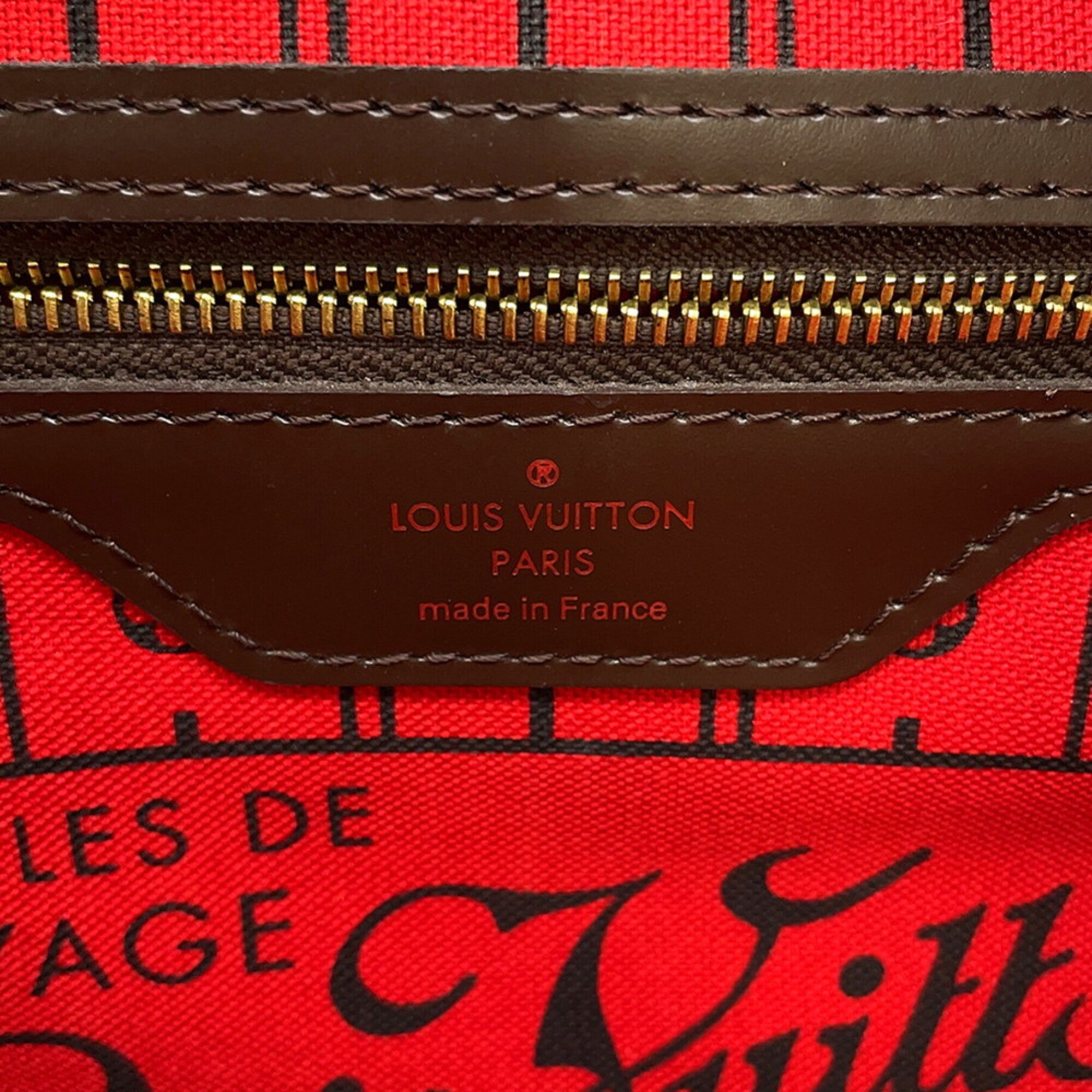 Louis Vuitton Damier Damier Canvas Ebene Red Color Handbag Tote Bag (Pre-Owned)