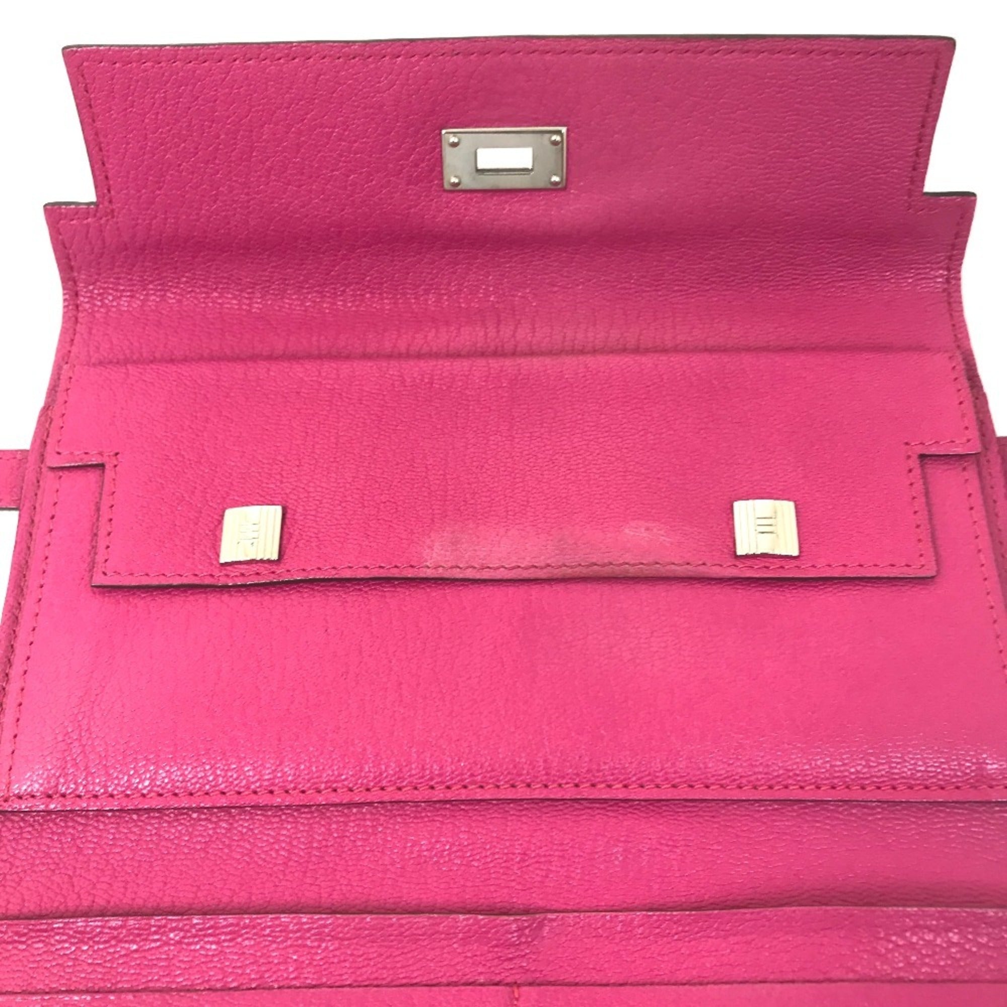 Hermes Pink Chevre Leather Long Wallet (Bi-Fold) (Pre-Owned)