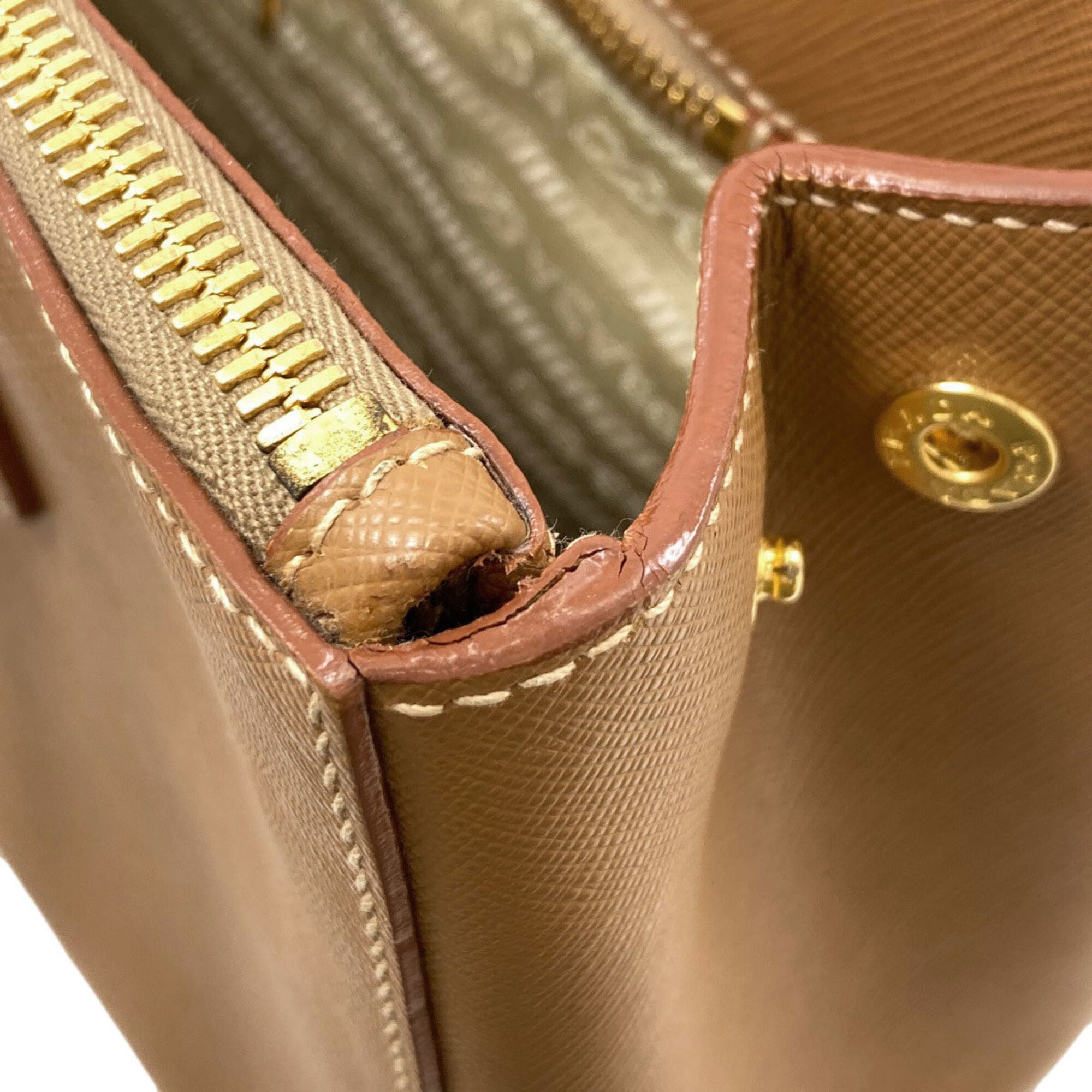 Prada Brown Saffiano Triangle Handbag (Pre-Owned)