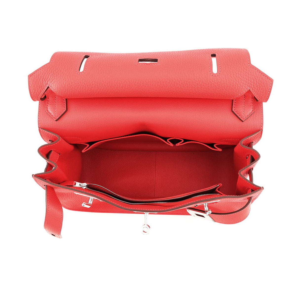 Hermes Red Color Taurillon Clemence Leather Handbag (Pre-Owned)