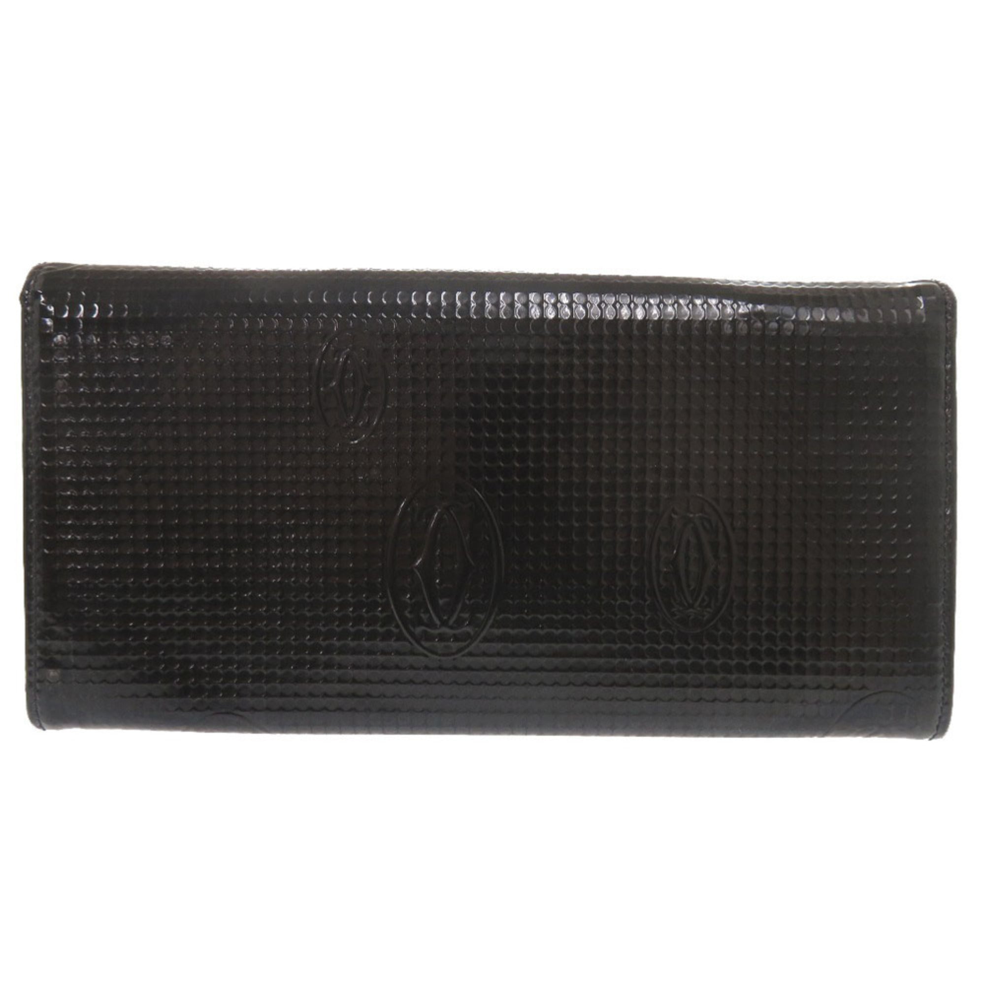 Cartier Happy Birthday Black Patent Leather Long Wallet (Bi-Fold) (Pre-Owned)
