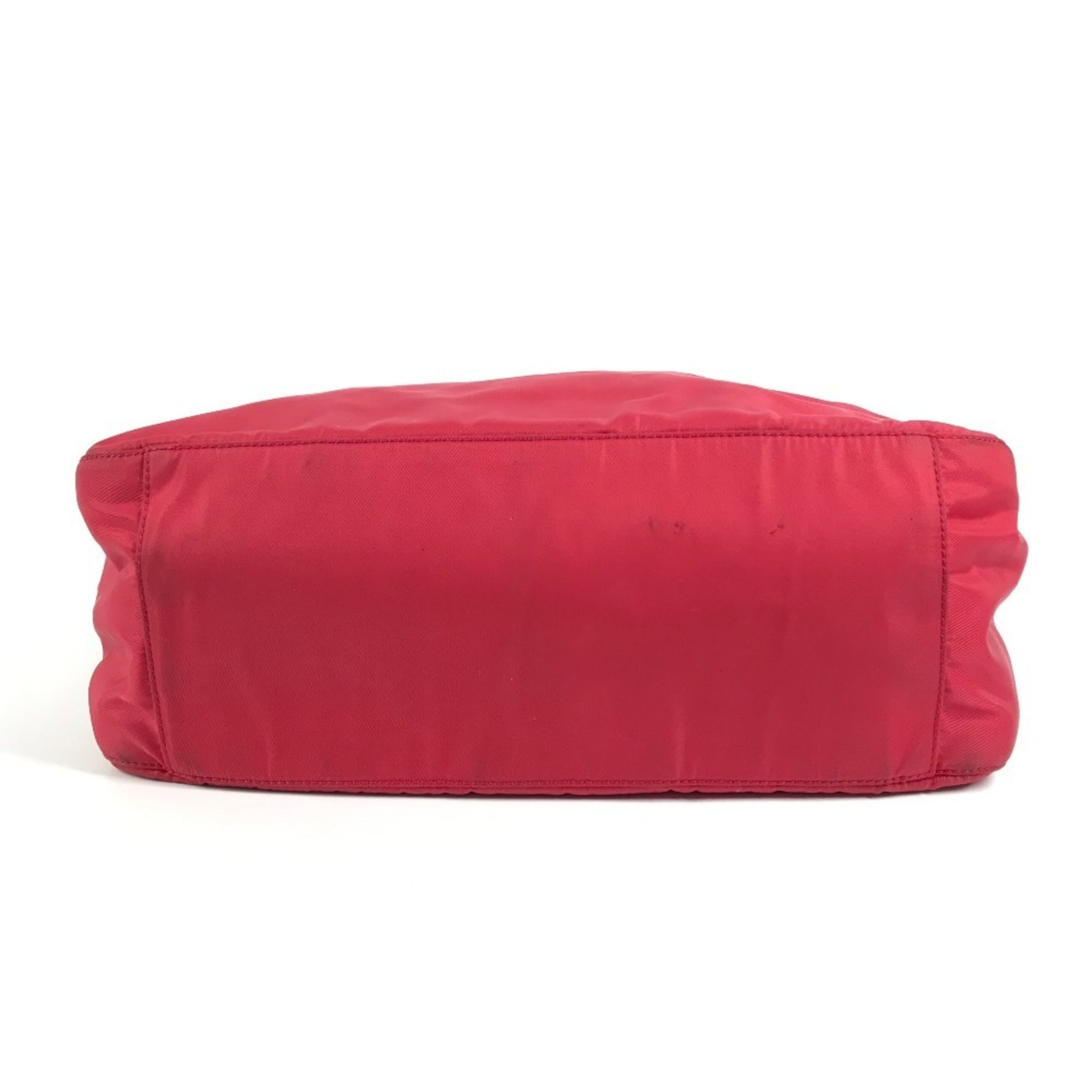 Prada Red Color Nylon Handbag Shoulder Bag (Pre-Owned)