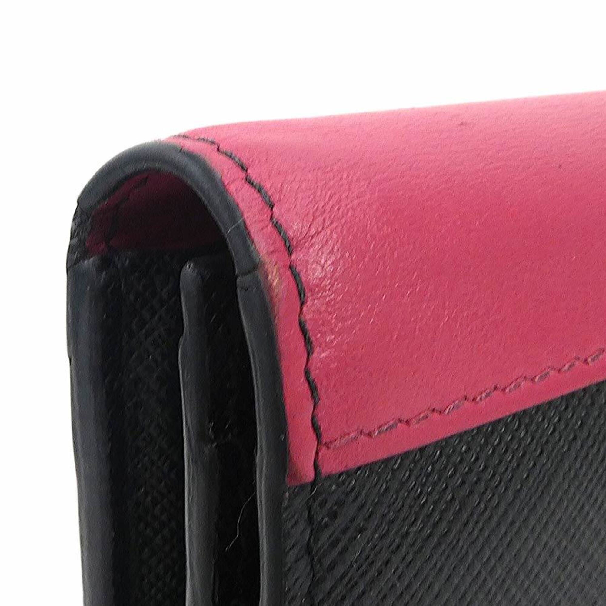 Prada Black Pink Leather Long Wallet (Bi-Fold) (Pre-Owned)