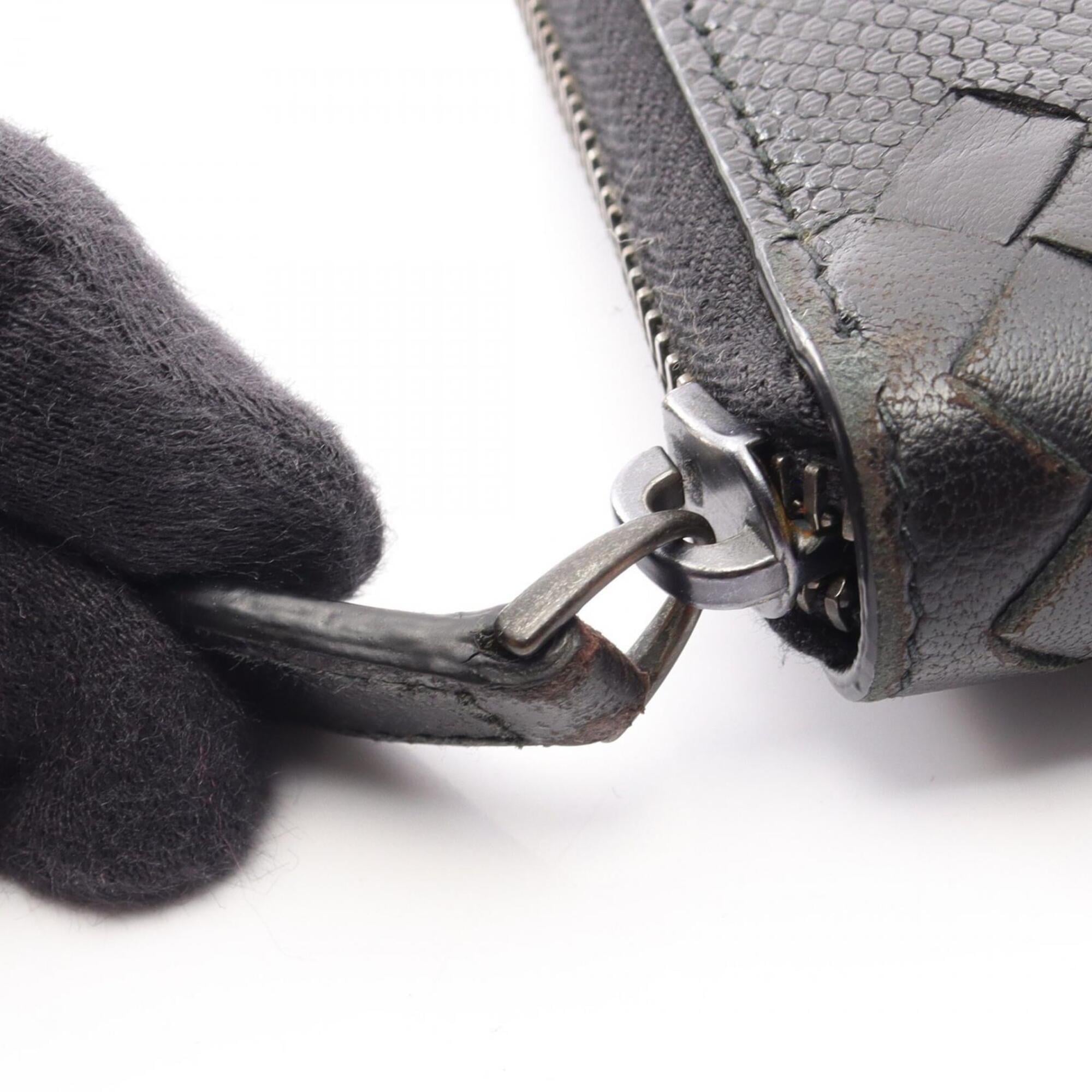 Bottega Veneta Black Leather Long Wallet (Bi-Fold) (Pre-Owned)