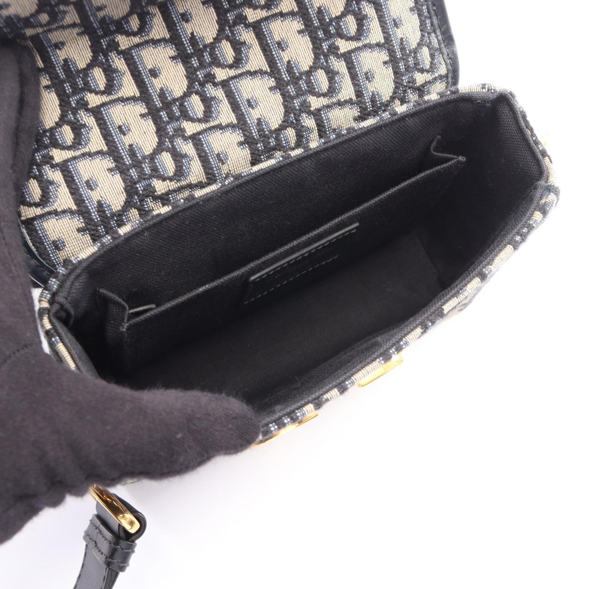 Christian Dior Navy Canvas Leather Handbag Shoulder Bag (Pre-Owned)