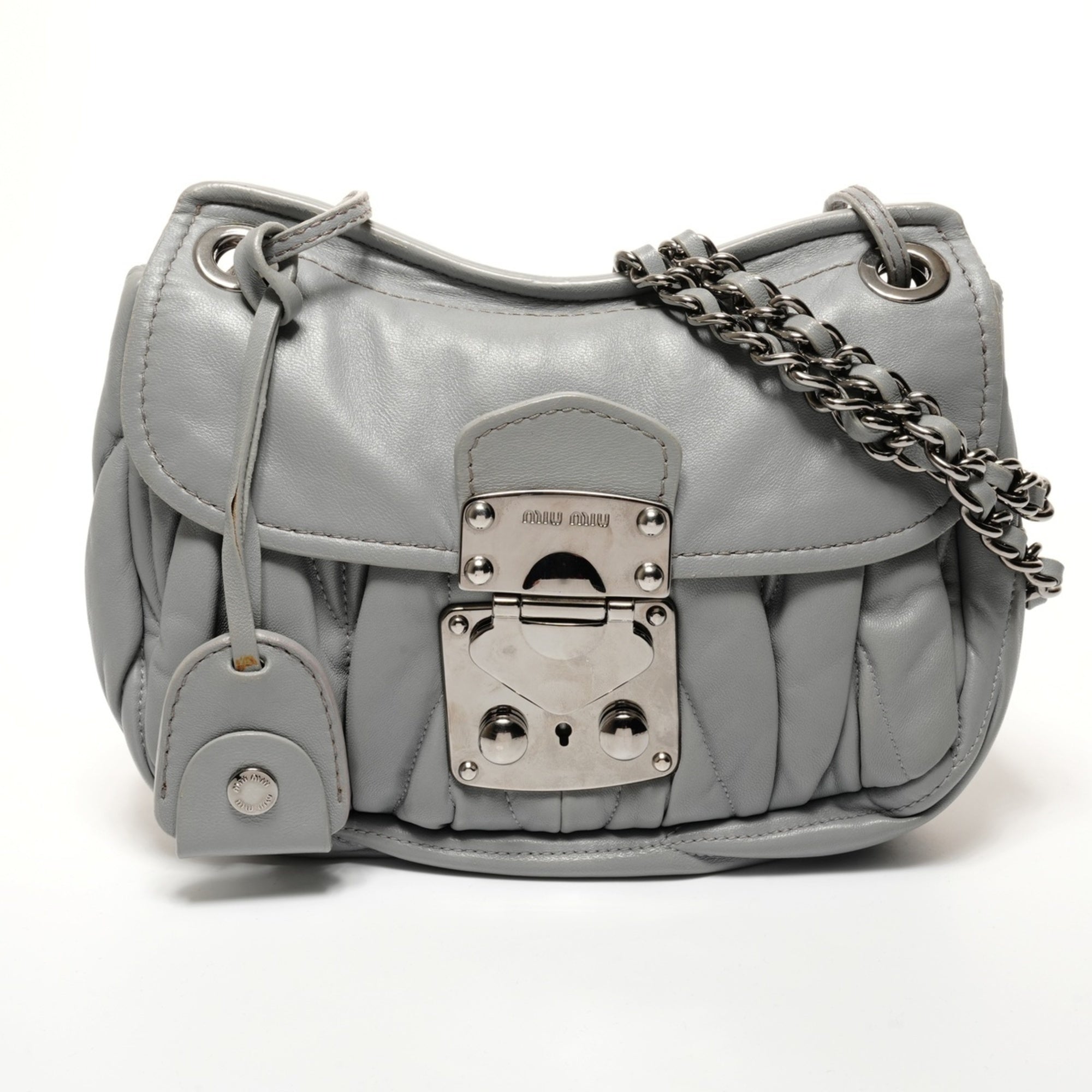 Miu Miu Matelasse Gray Shoulder Bag (Pre-Owned)