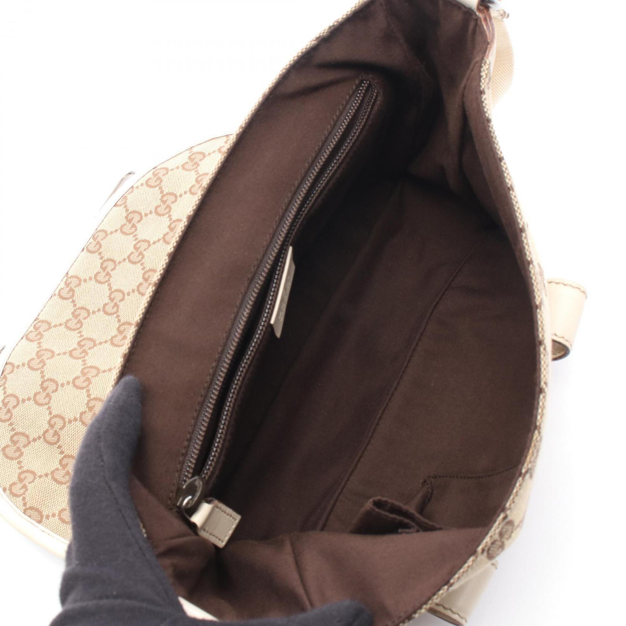 Gucci Gg Imprimé Beige Brown Ivory Gg Canvas Leather Handbag Shoulder Bag (Pre-Owned)