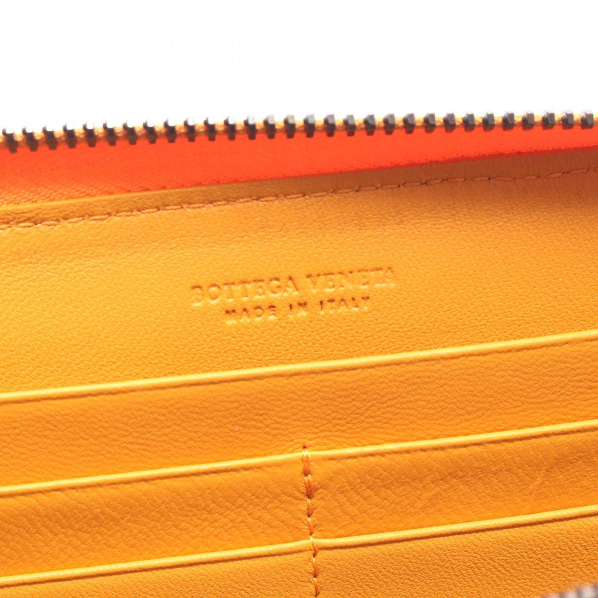 Bottega Veneta Orange Leather Long Wallet (Bi-Fold) (Pre-Owned)
