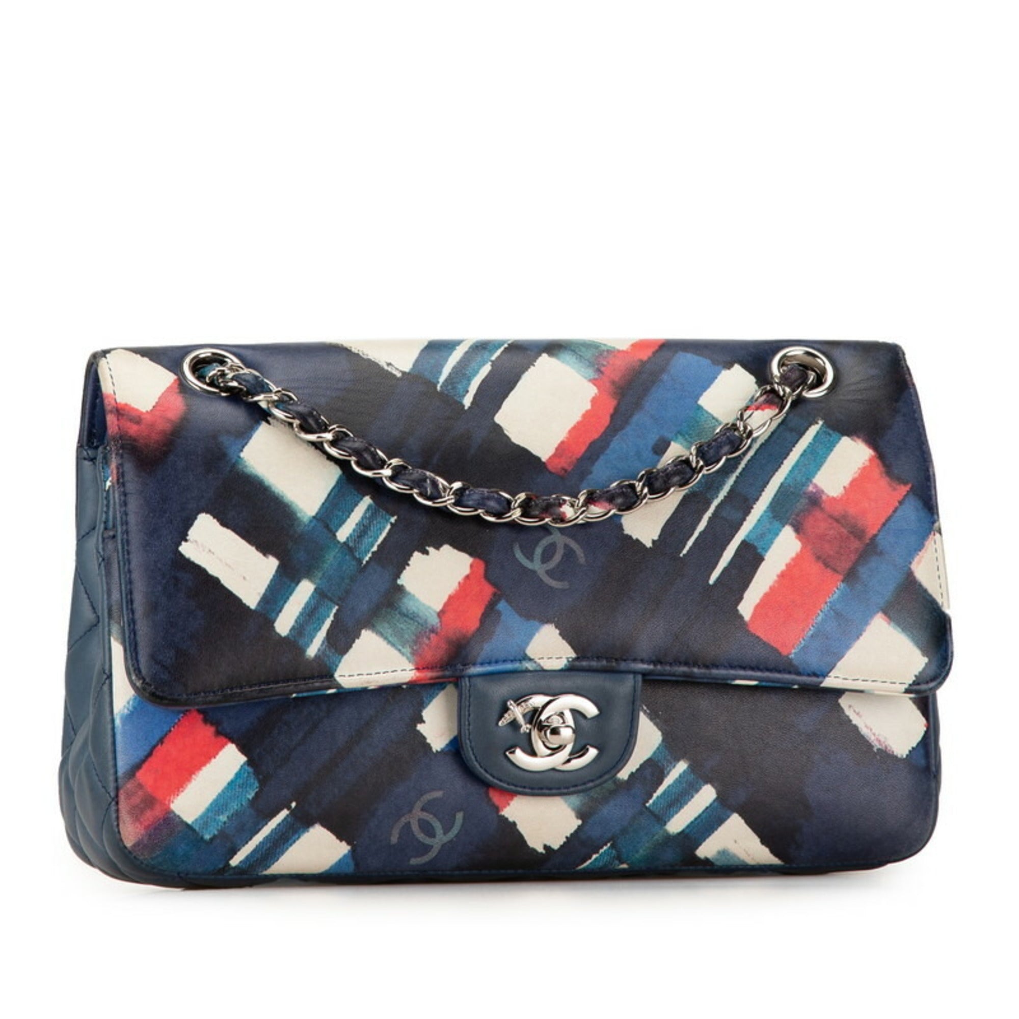Chanel Blue Multi-Color Leather Shoulder Bag (Pre-Owned)