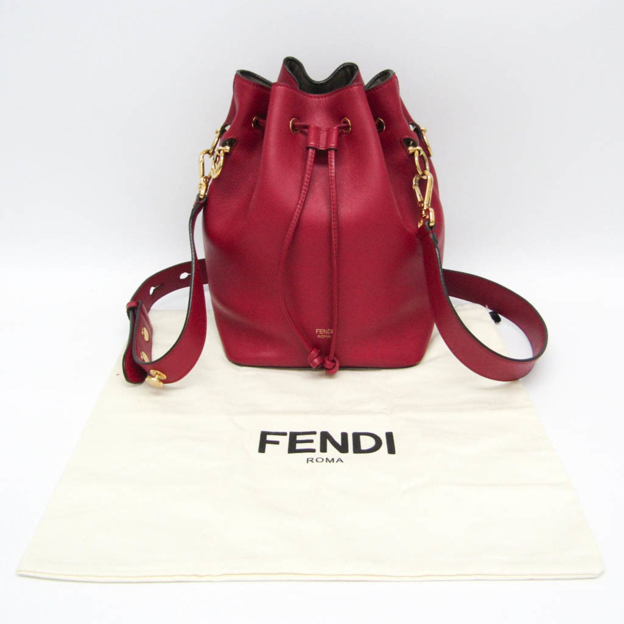 Fendi Red Color Leather Shoulder Bag (Pre-Owned)