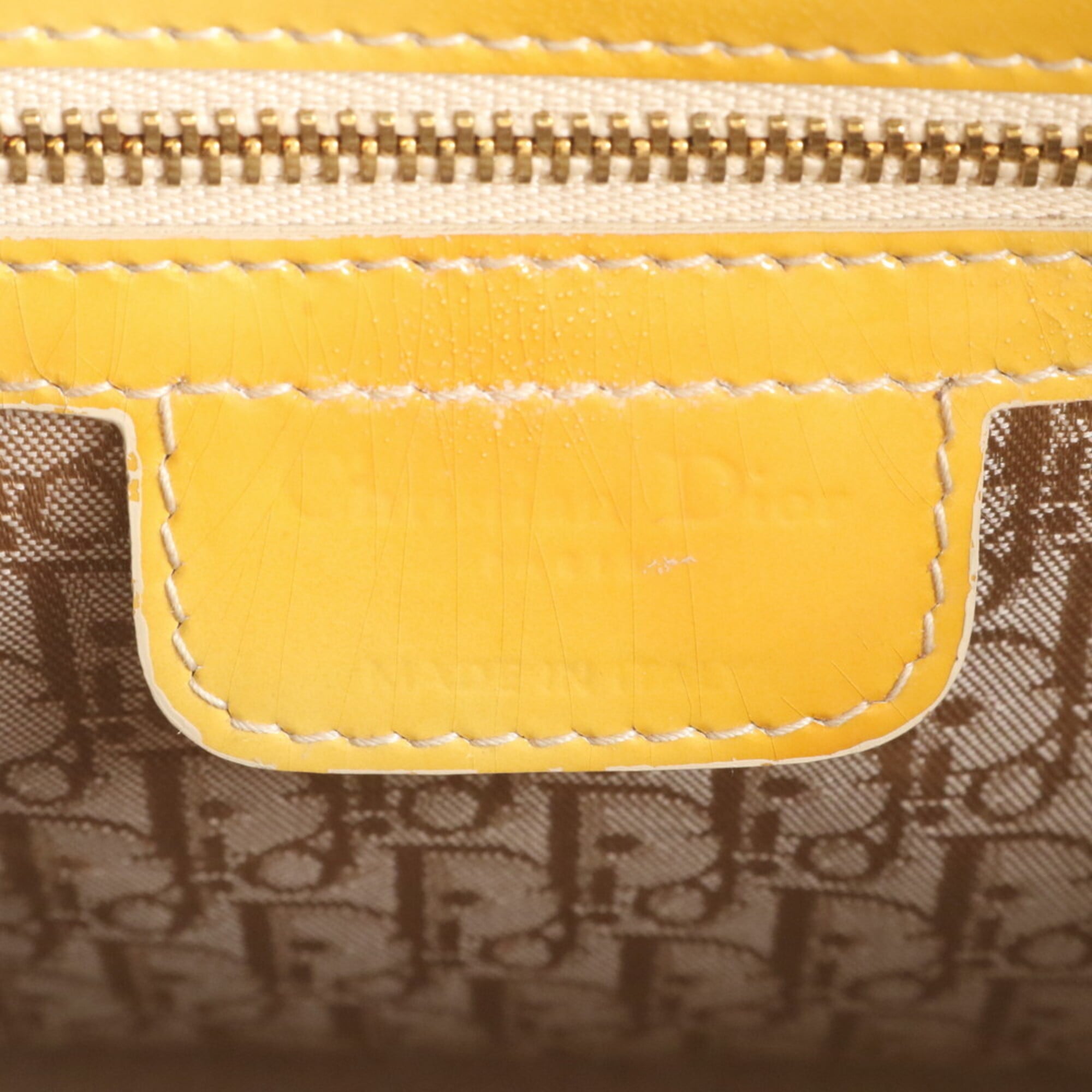 Christian Dior Yellow Leather Handbag Tote Bag (Pre-Owned)