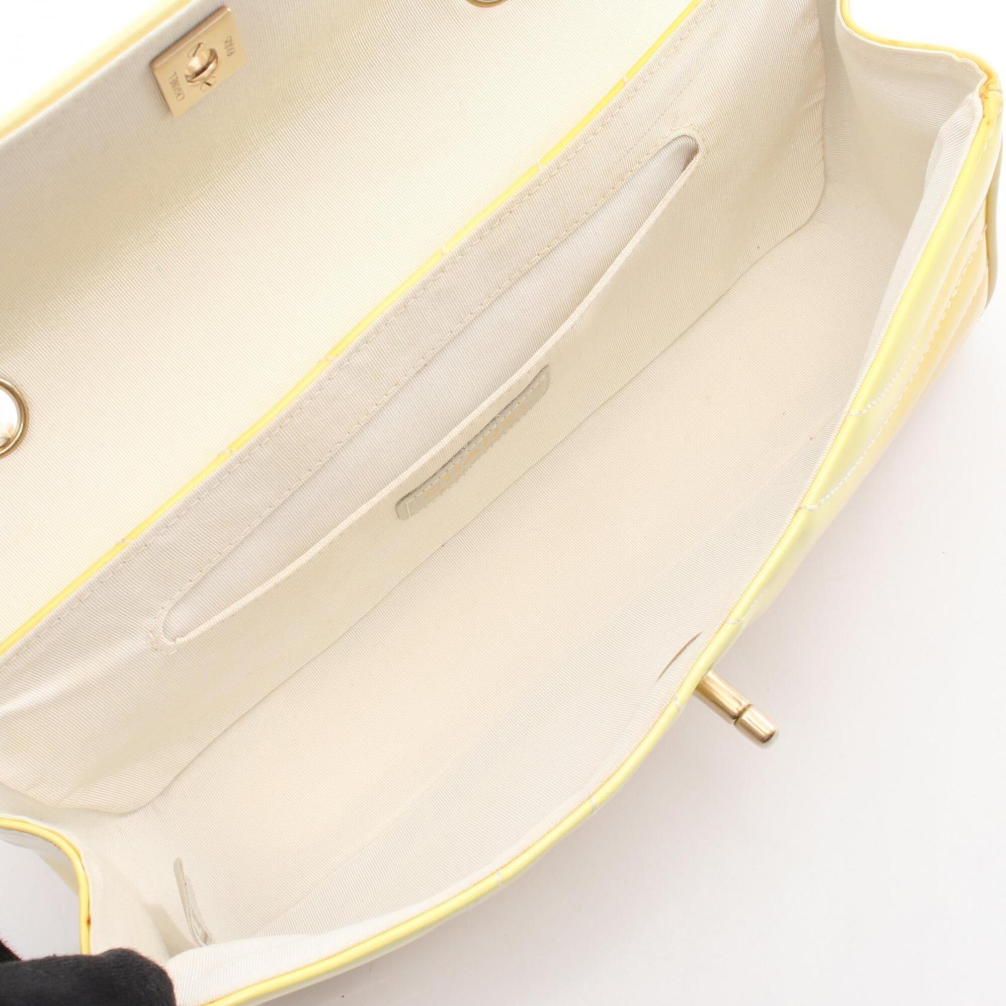 Chanel Yellow Patent Leather Handbag Shoulder Bag (Pre-Owned)