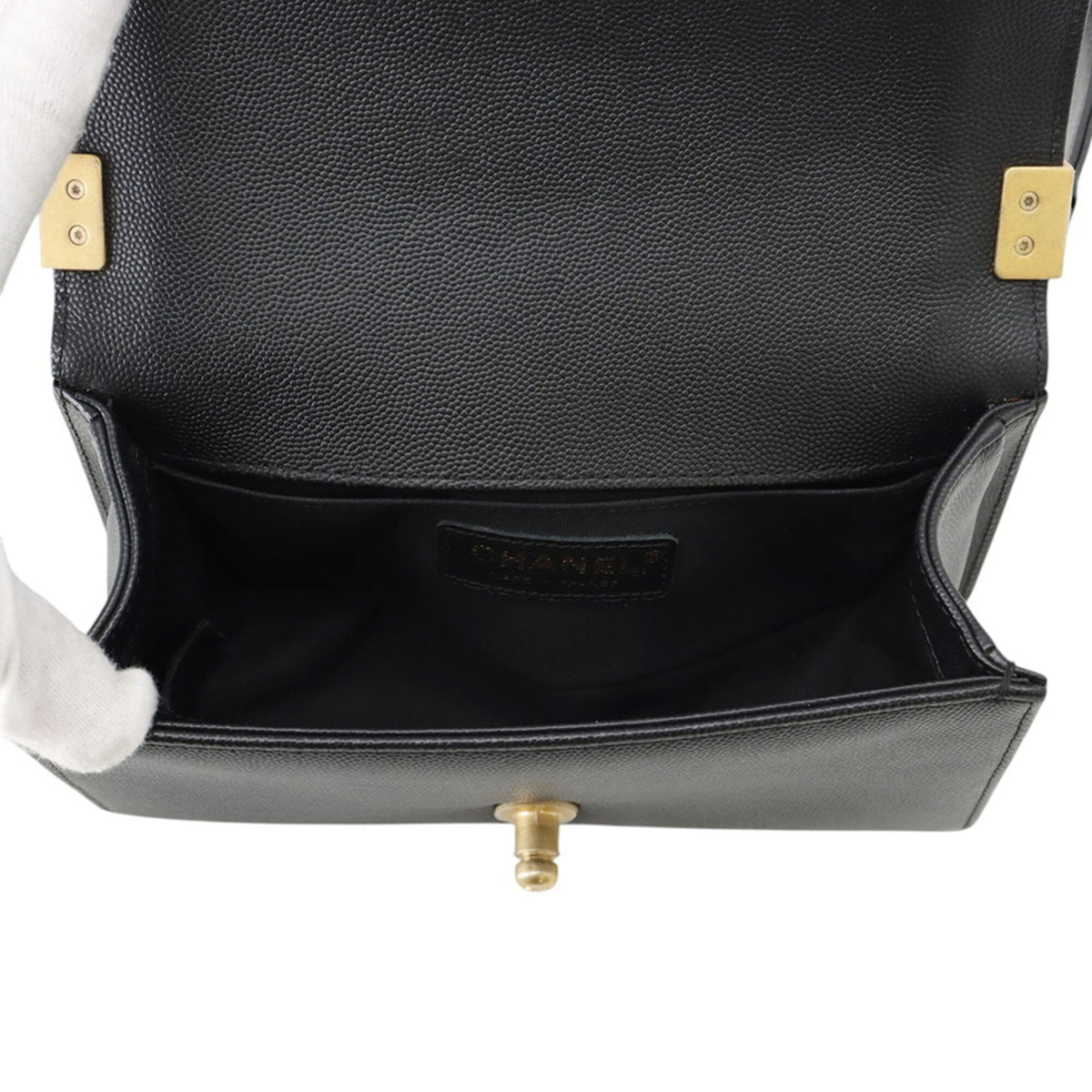 Chanel Matelasse Black Grained Calfskin Handbag Shoulder Bag (Pre-Owned)