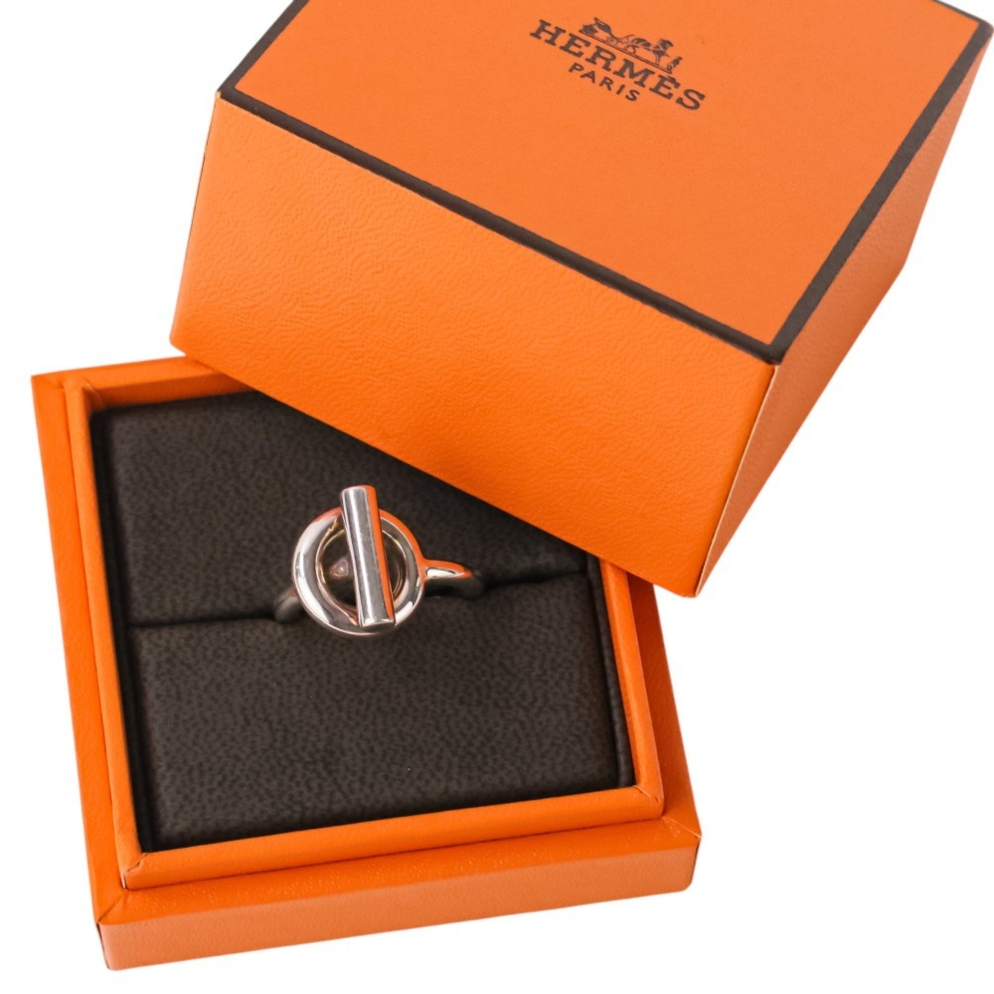 Hermes Silver Silver 925 Band Ring (Pre-Owned)