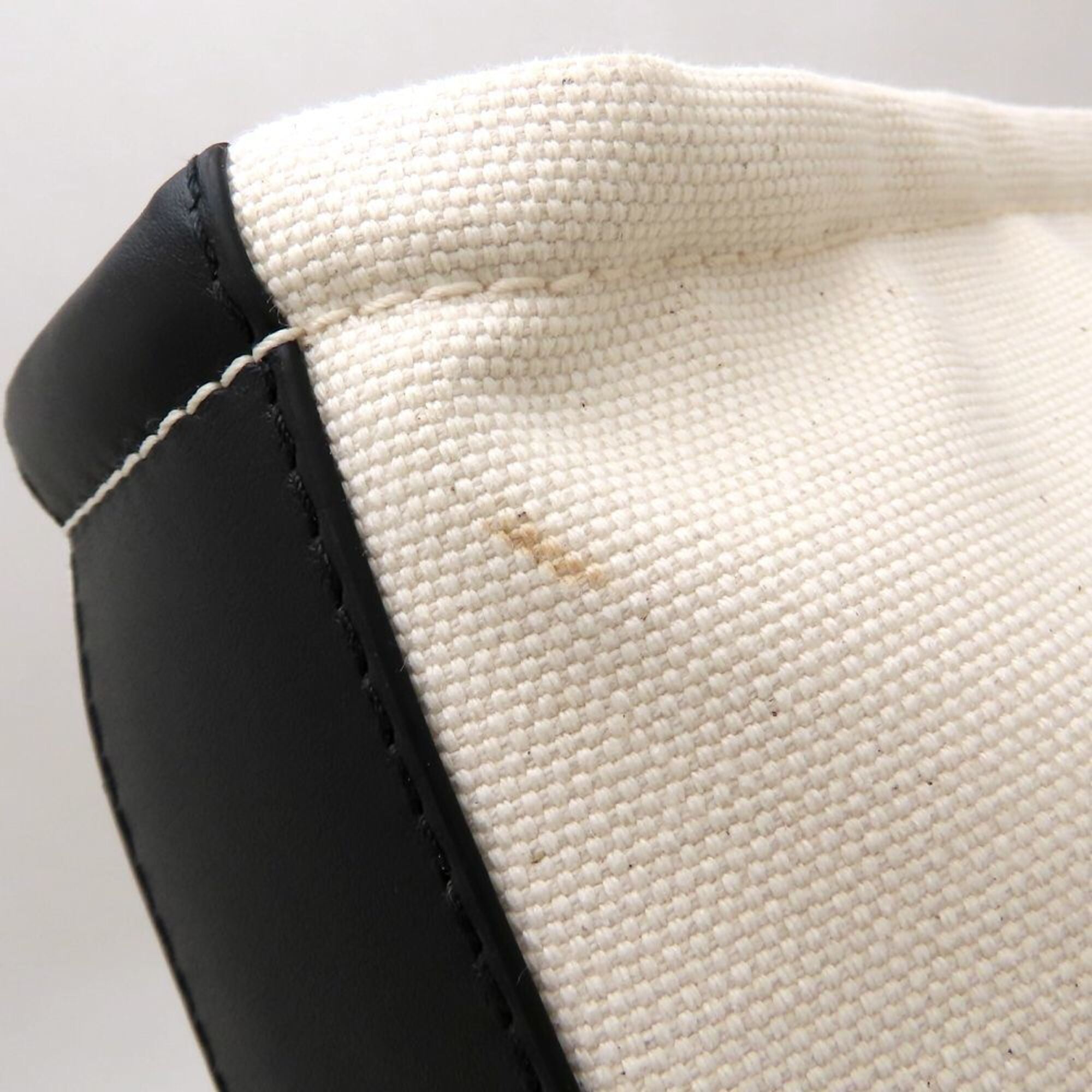Jimmy Choo Beige Black Canvas Leather Tote Bag (Pre-Owned)