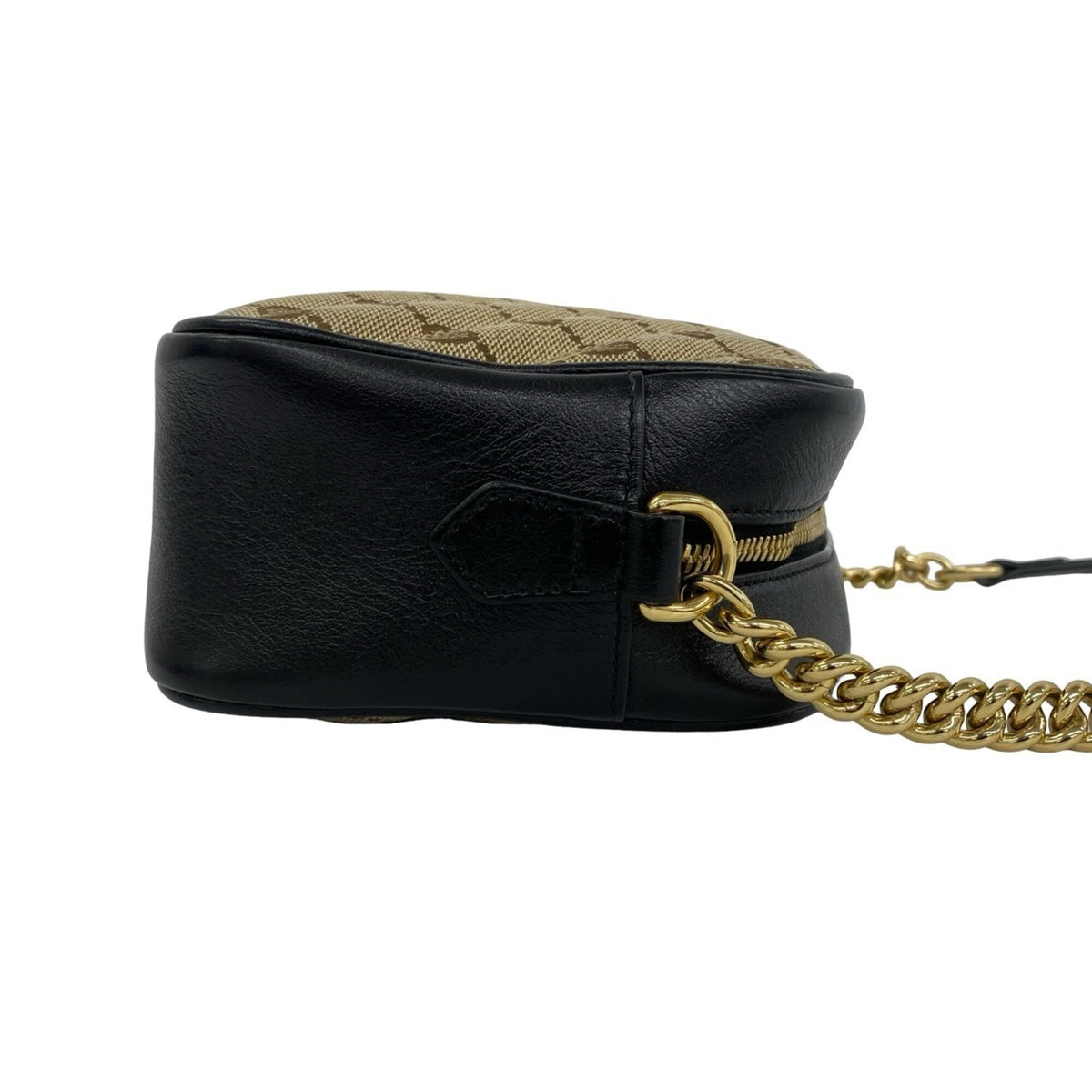 Gucci Black Brown Canvas Leather Pochette Shoulder Bag (Pre-Owned)