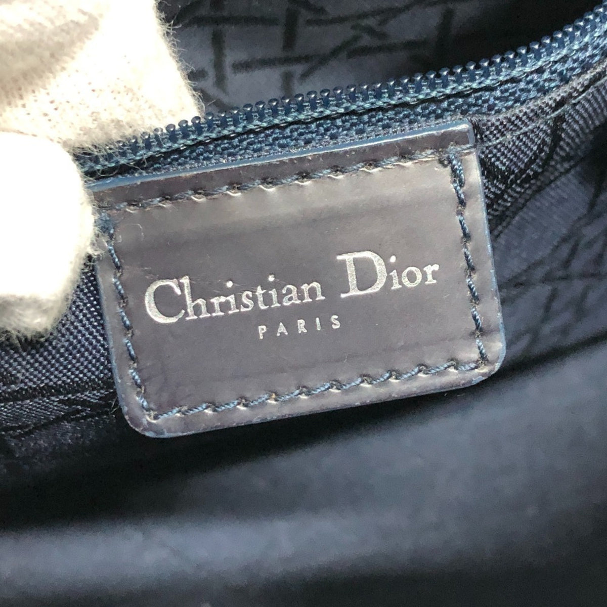 Christian Dior Lady Dior Blue Canvas Handbag Shoulder Bag (Pre-Owned)