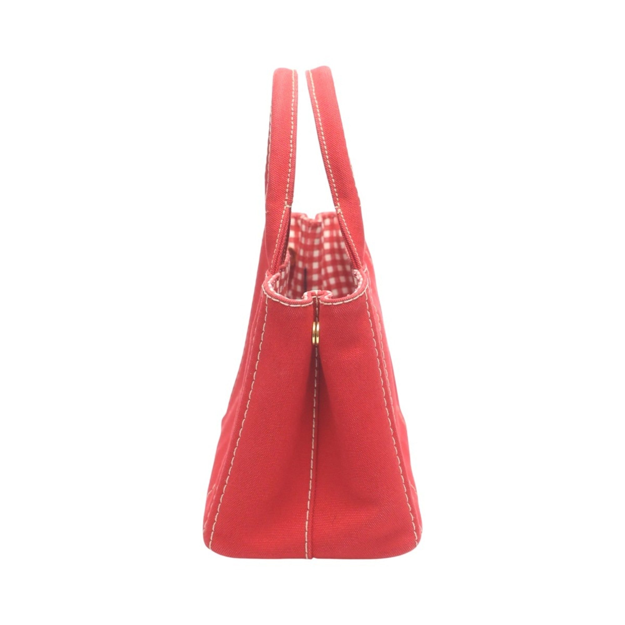 Prada Red Color Canvas Tote Bag (Pre-Owned)