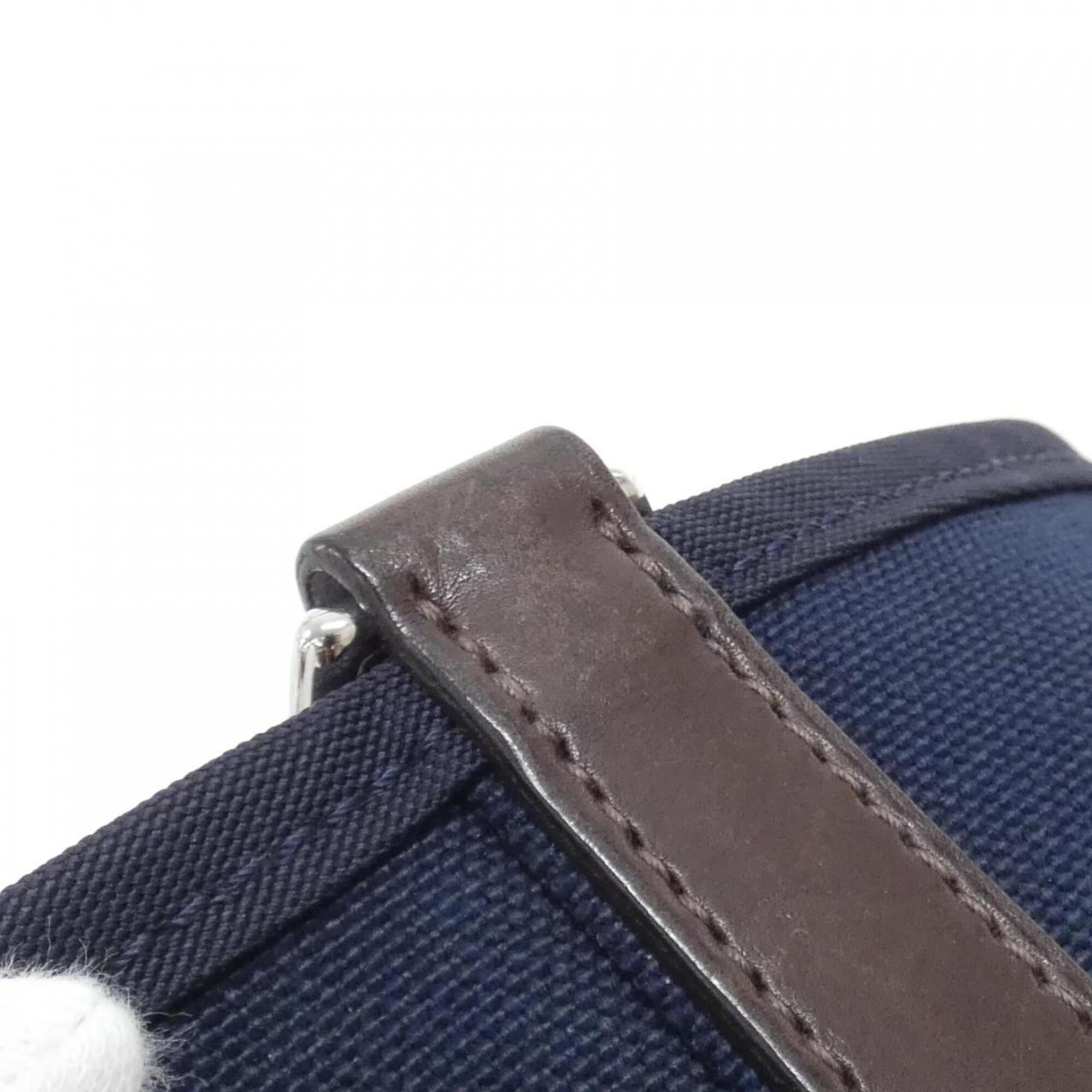 Hermes Blue Feu Navy Canvas Handbag (Pre-Owned)