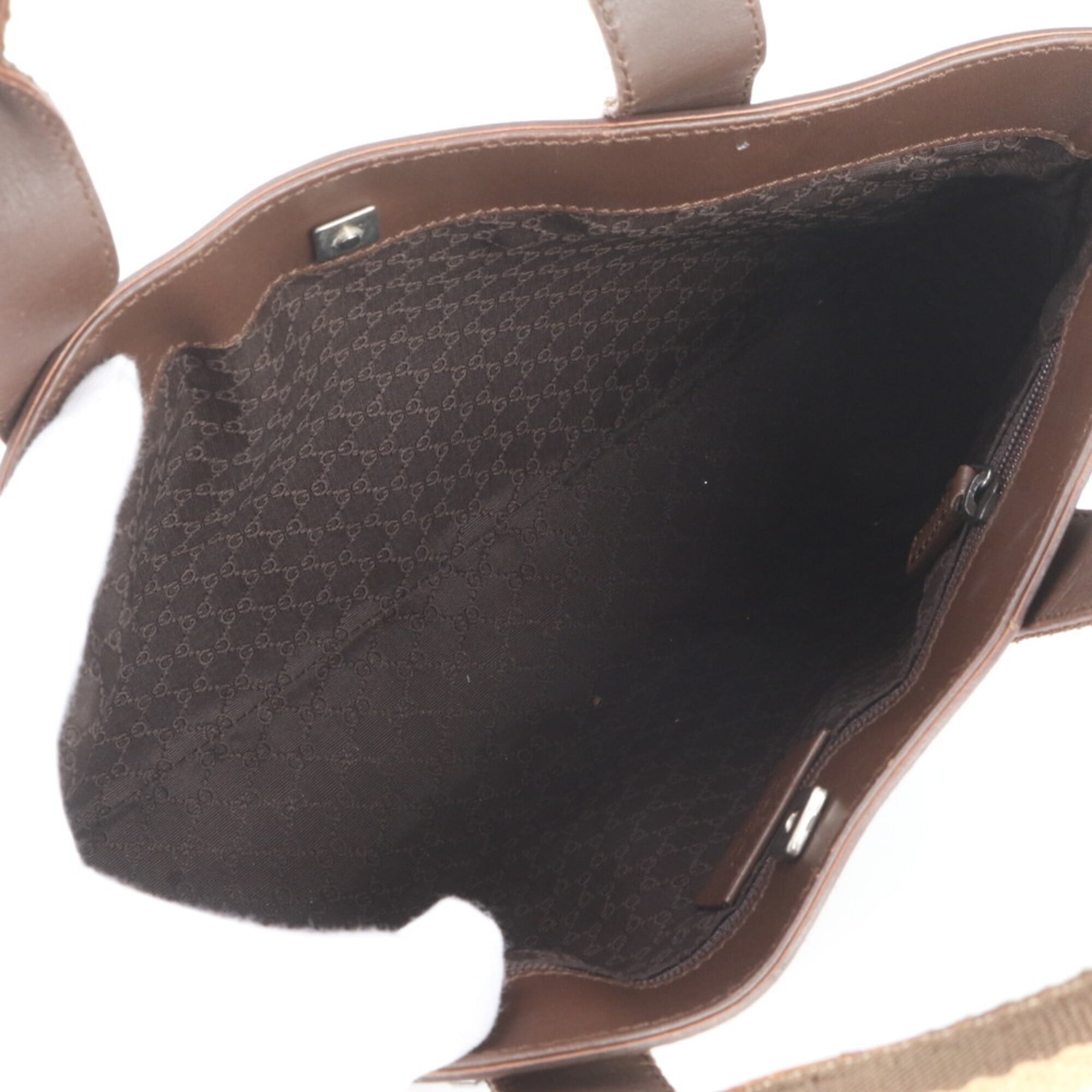 Gucci Brown Leather Handbag Tote Bag (Pre-Owned)