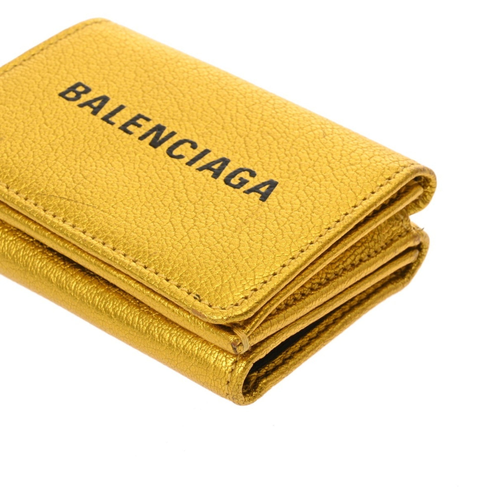 Balenciaga Metallic Gold Leather Wallet (Tri-Fold) (Pre-Owned)