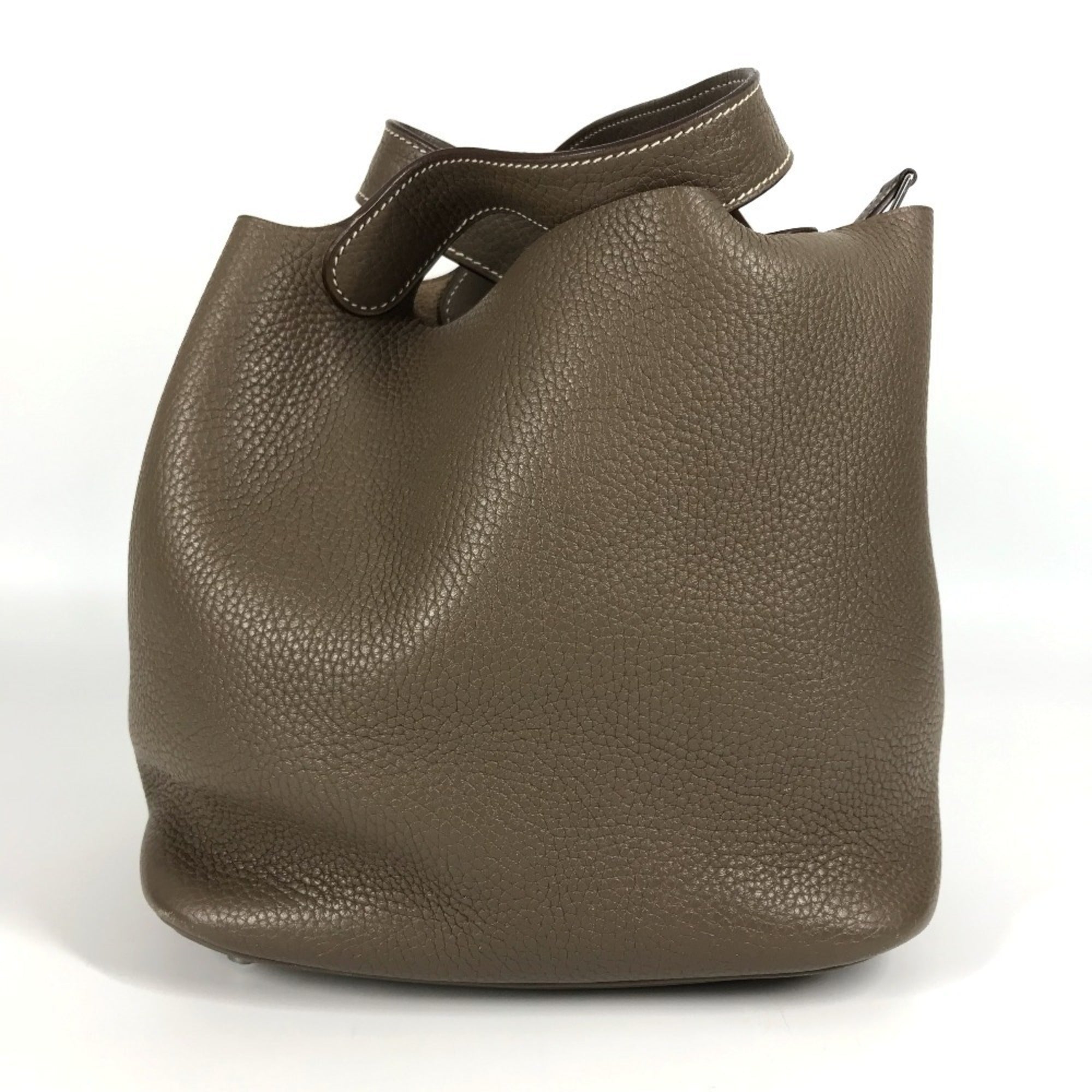 Hermes Picotin Etoupe Gray Gray Taurillon Clemence Leather Handbag (Pre-Owned)
