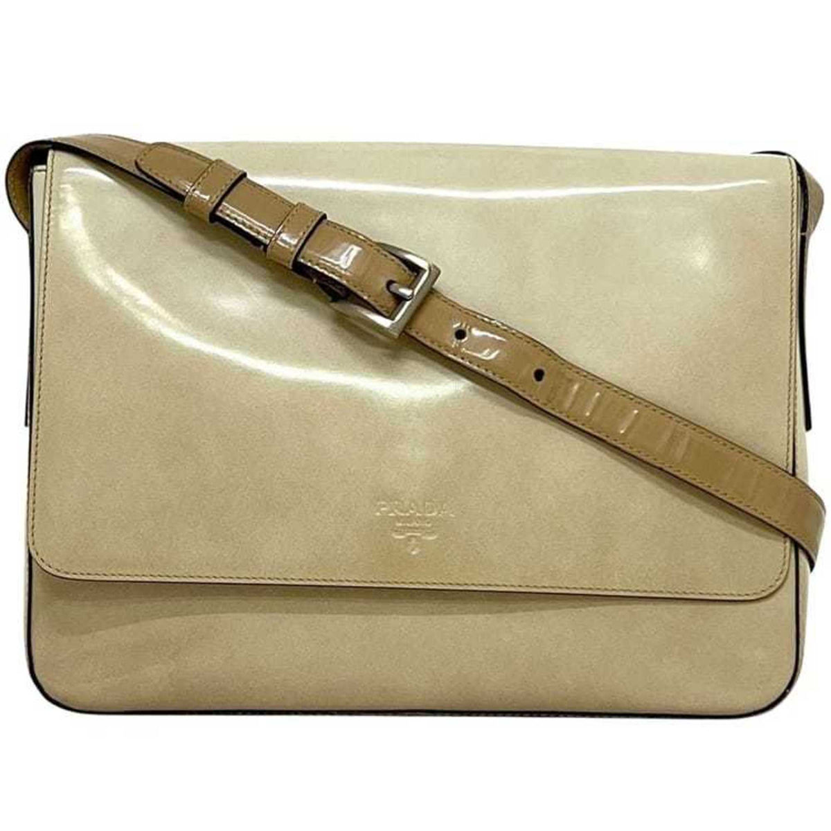 Prada Beige Leather Shoulder Bag (Pre-Owned)