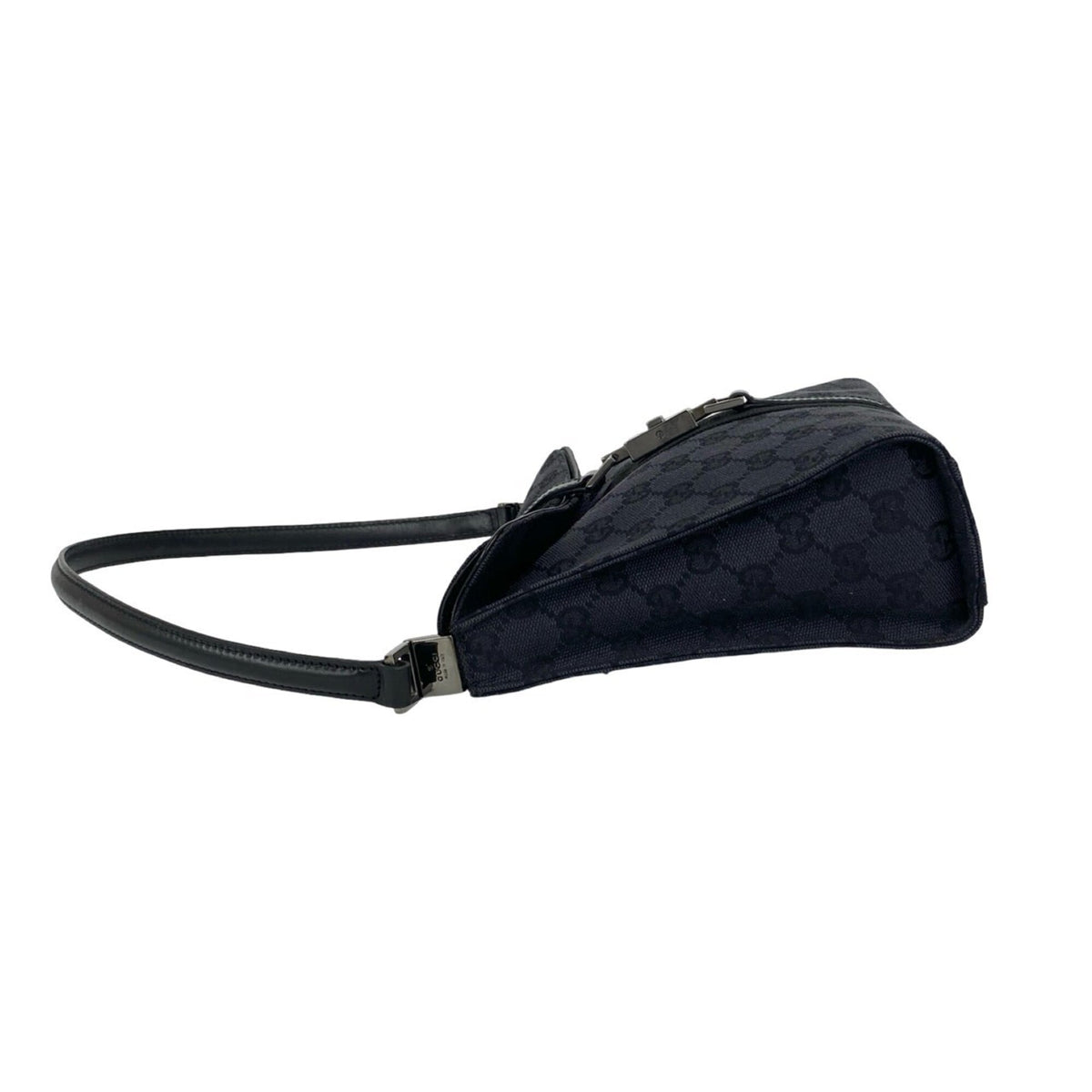 Gucci Black Canvas Leather Handbag Shoulder Bag (Pre-Owned)