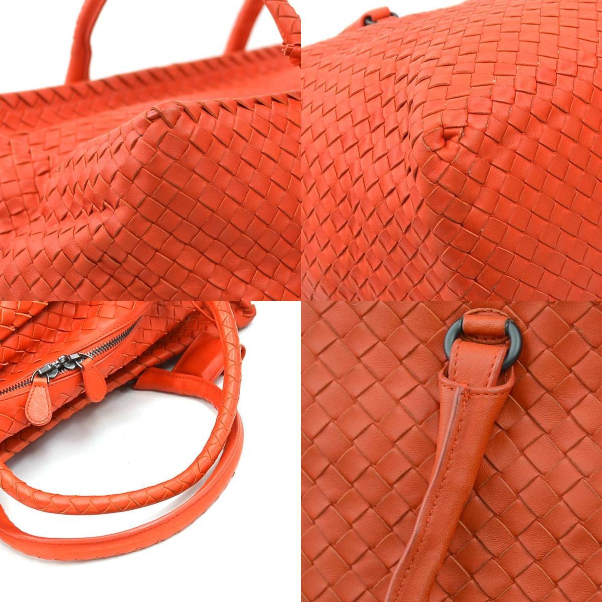 Bottega Veneta Orange Red Leather Handbag (Pre-Owned)