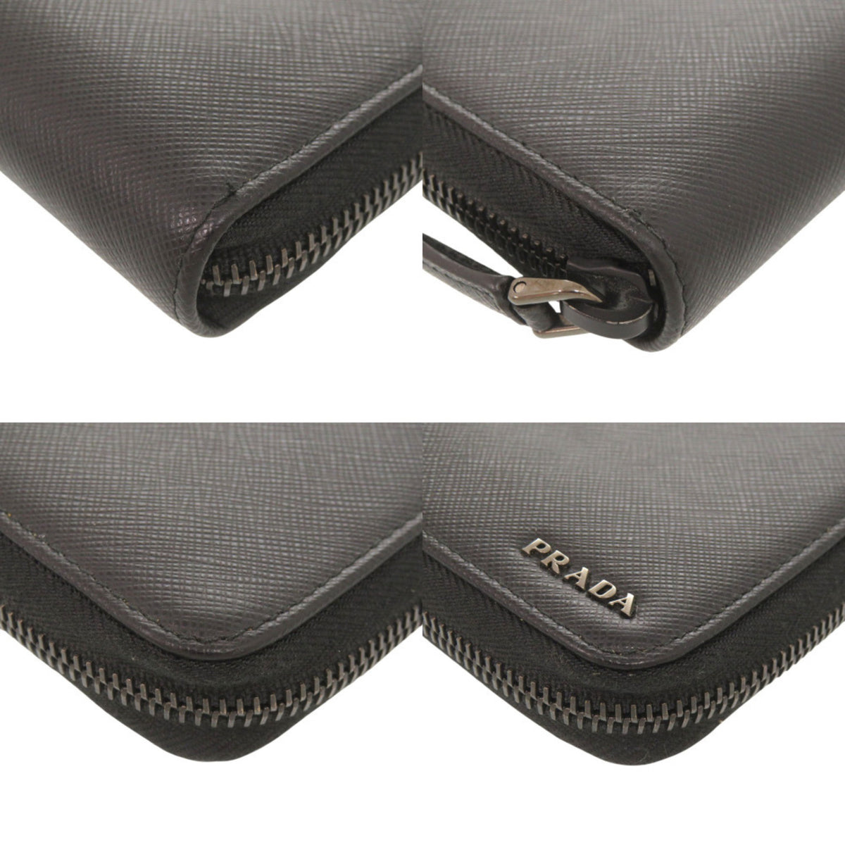 Prada Black Leather Saffiano Long Wallet (Bi-Fold) (Pre-Owned)