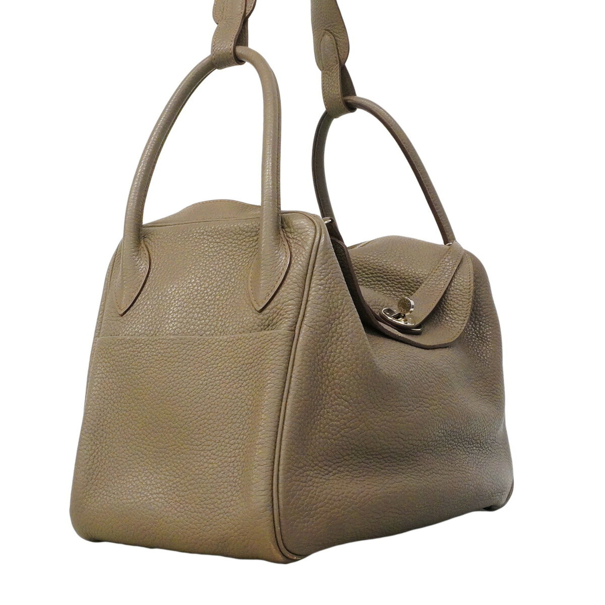 Hermes Etain Taurillon Clemence Leather Handbag (Pre-Owned)