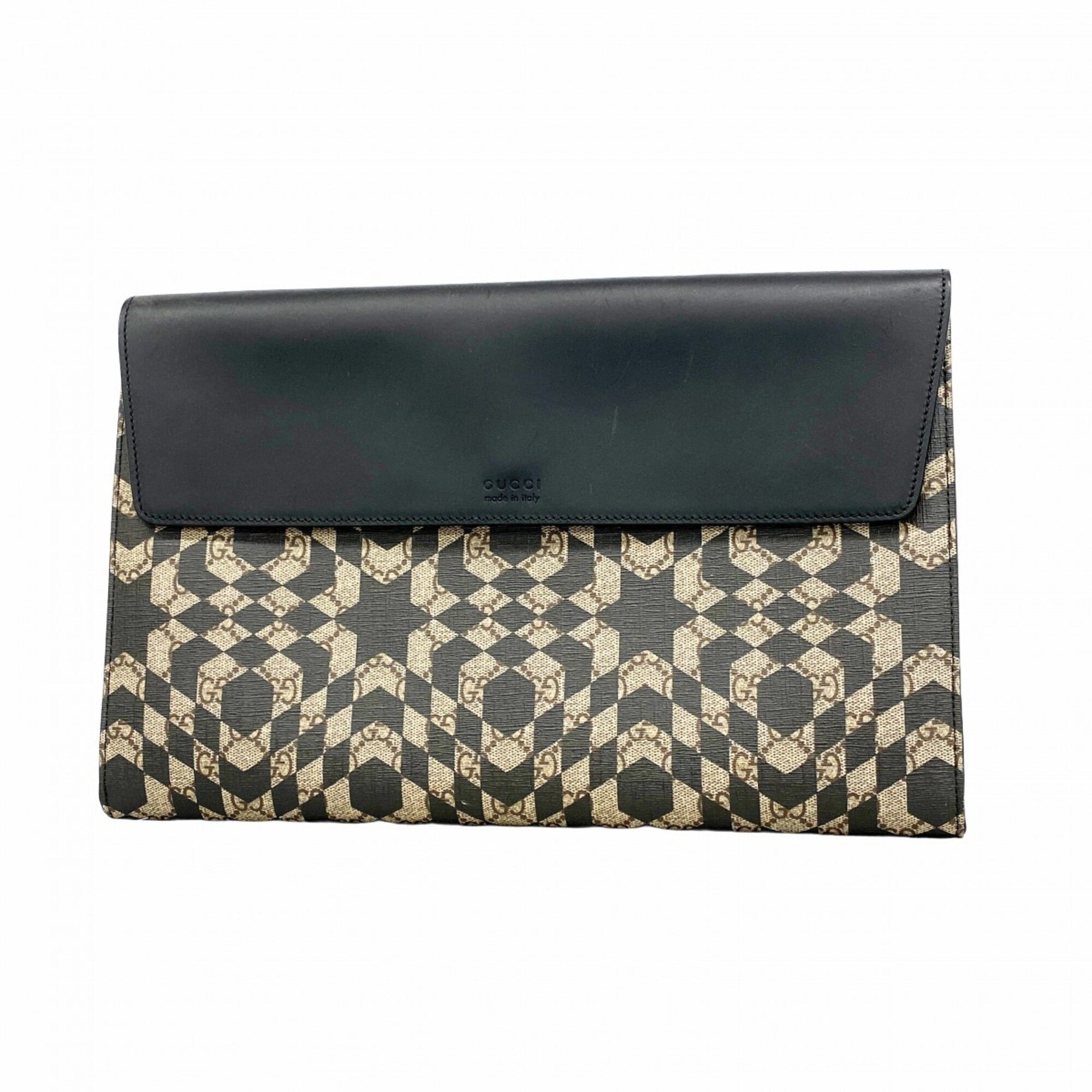 Gucci Beige Black Pvc Clutch Bag (Pre-Owned)
