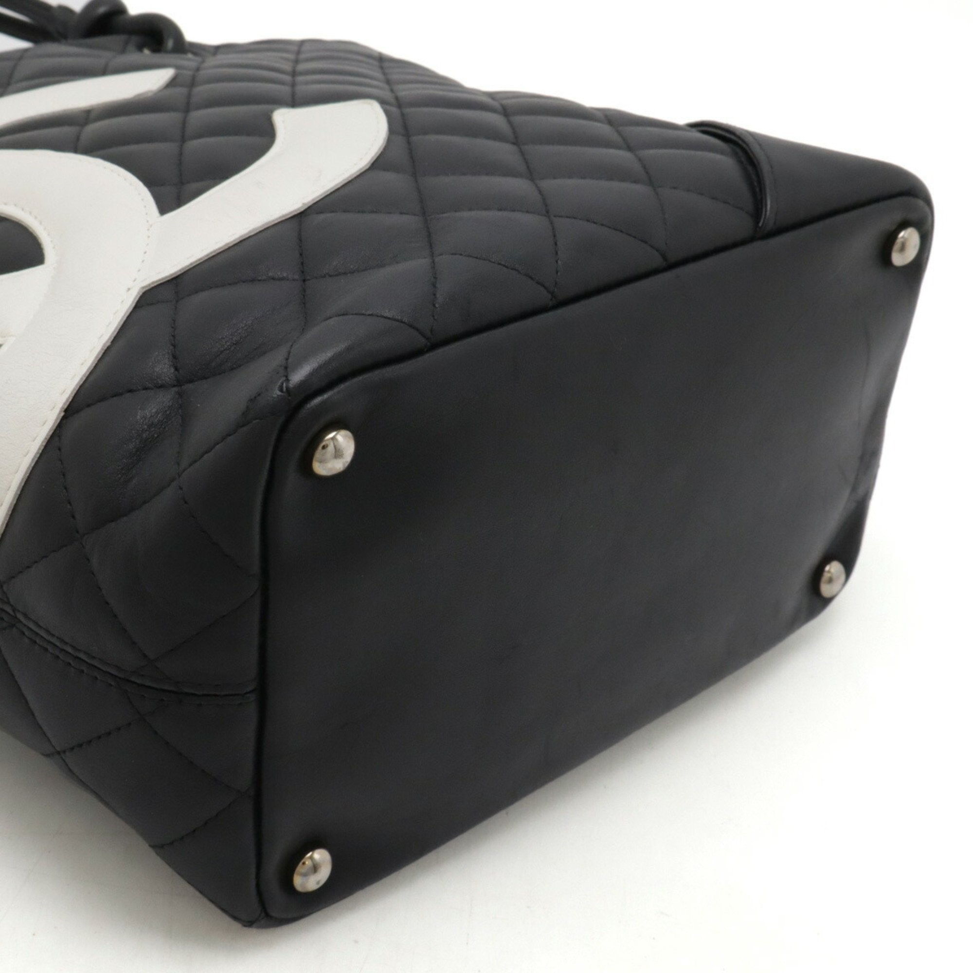 Chanel Black White Cambon Ligne Shoulder Bag Tote Bag (Pre-Owned)