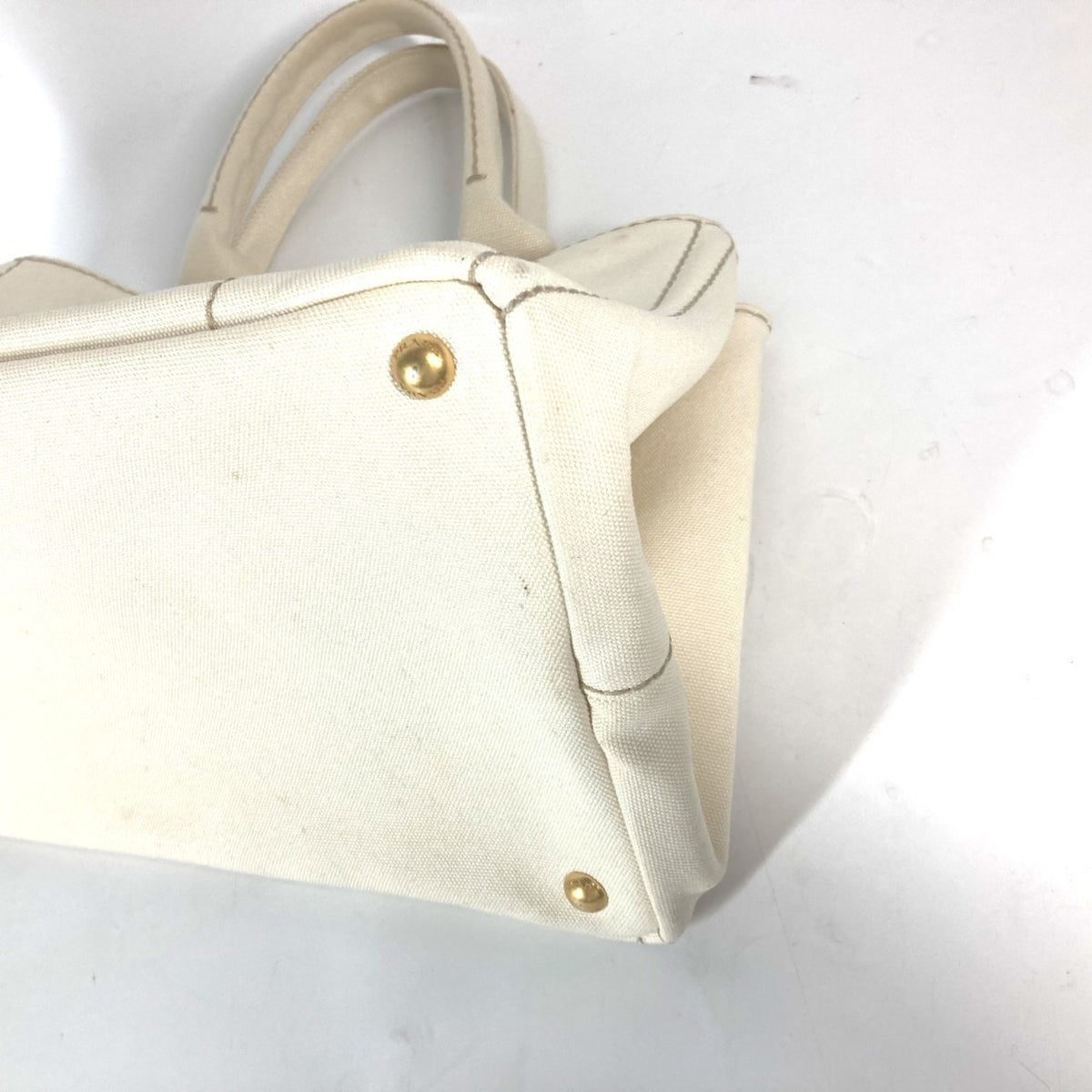 Prada Ivory Canvas Handbag Tote Bag (Pre-Owned)