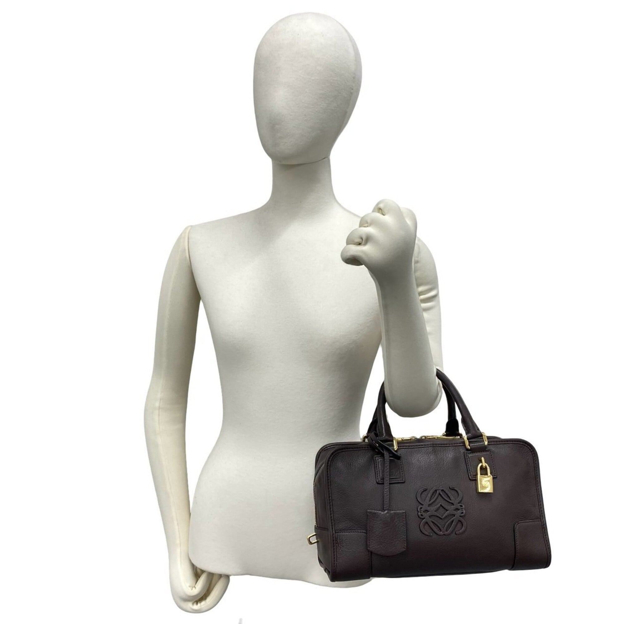 Loewe Brown Leather Boston Bag Handbag (Pre-Owned)