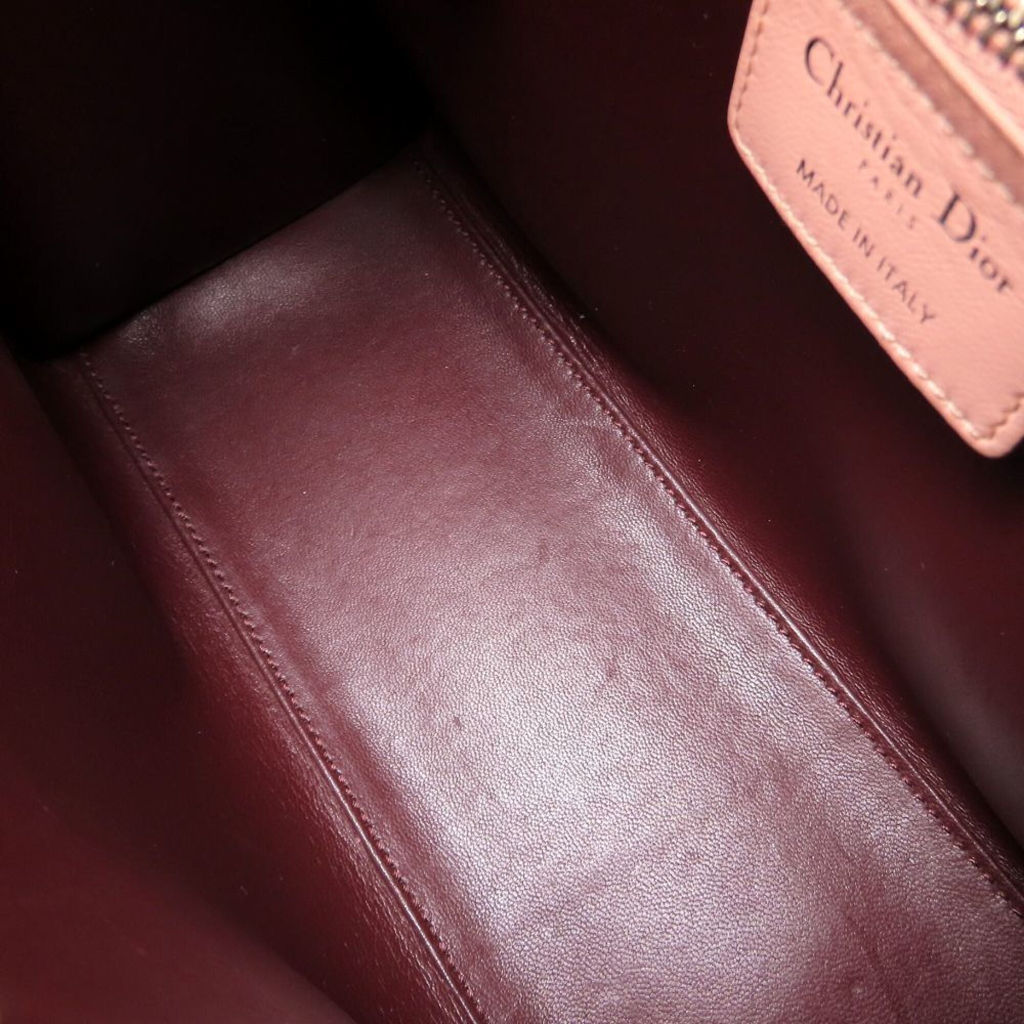 Christian Dior Bordeaux Gray Pink Leather Handbag (Pre-Owned)