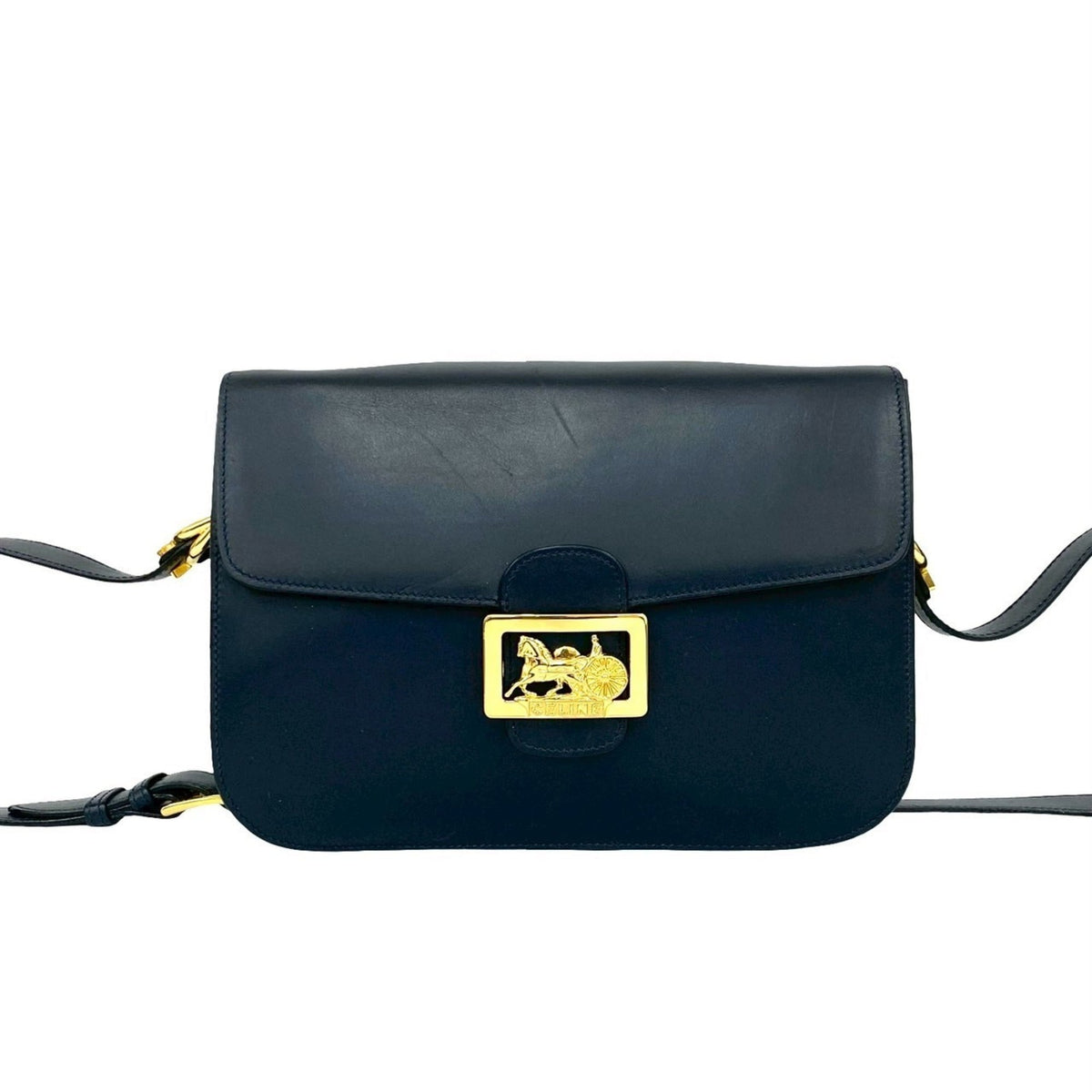 Celine Navy Leather Pochette Shoulder Bag (Pre-Owned)