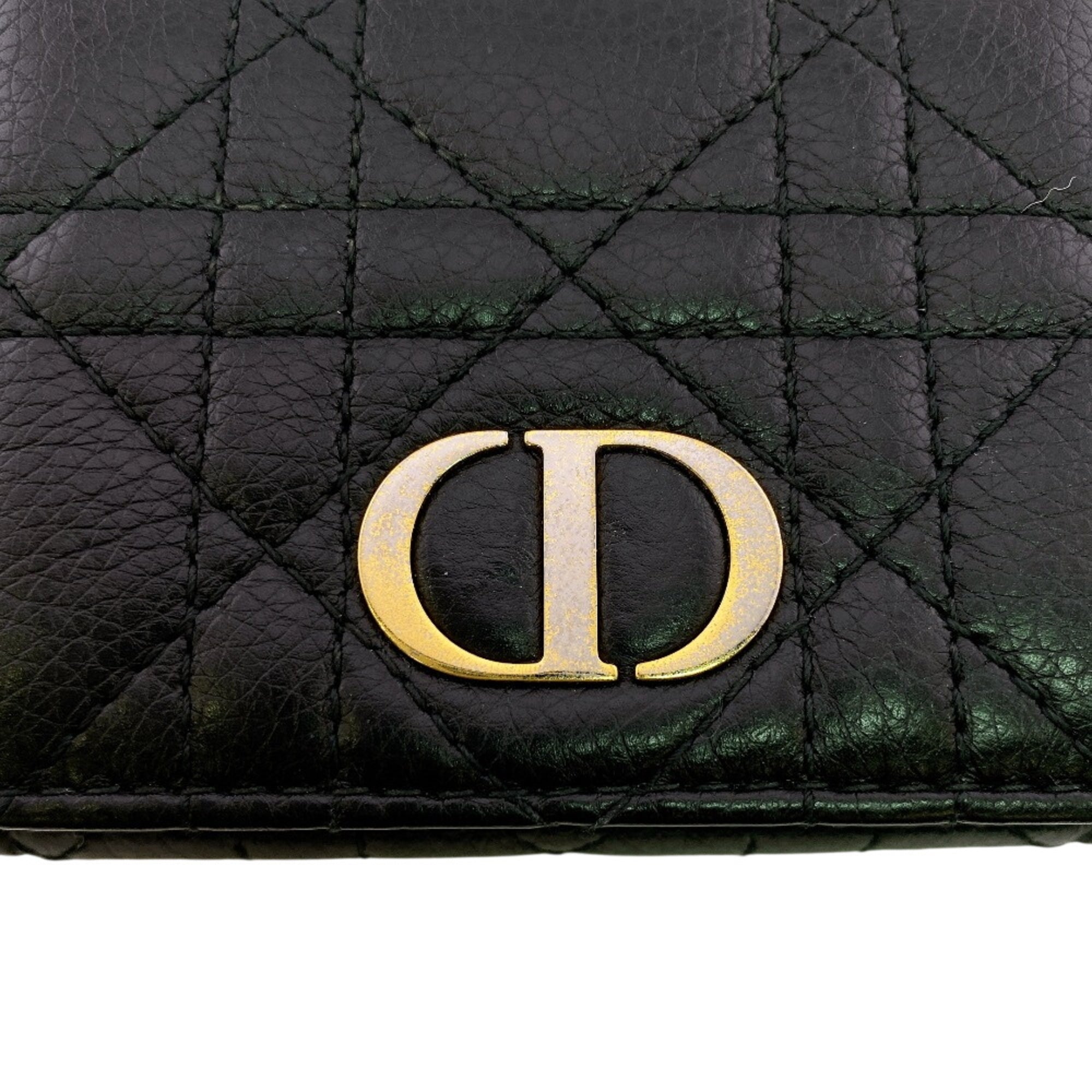 Christian Dior Black Leather Wallet (Tri-Fold) (Pre-Owned)
