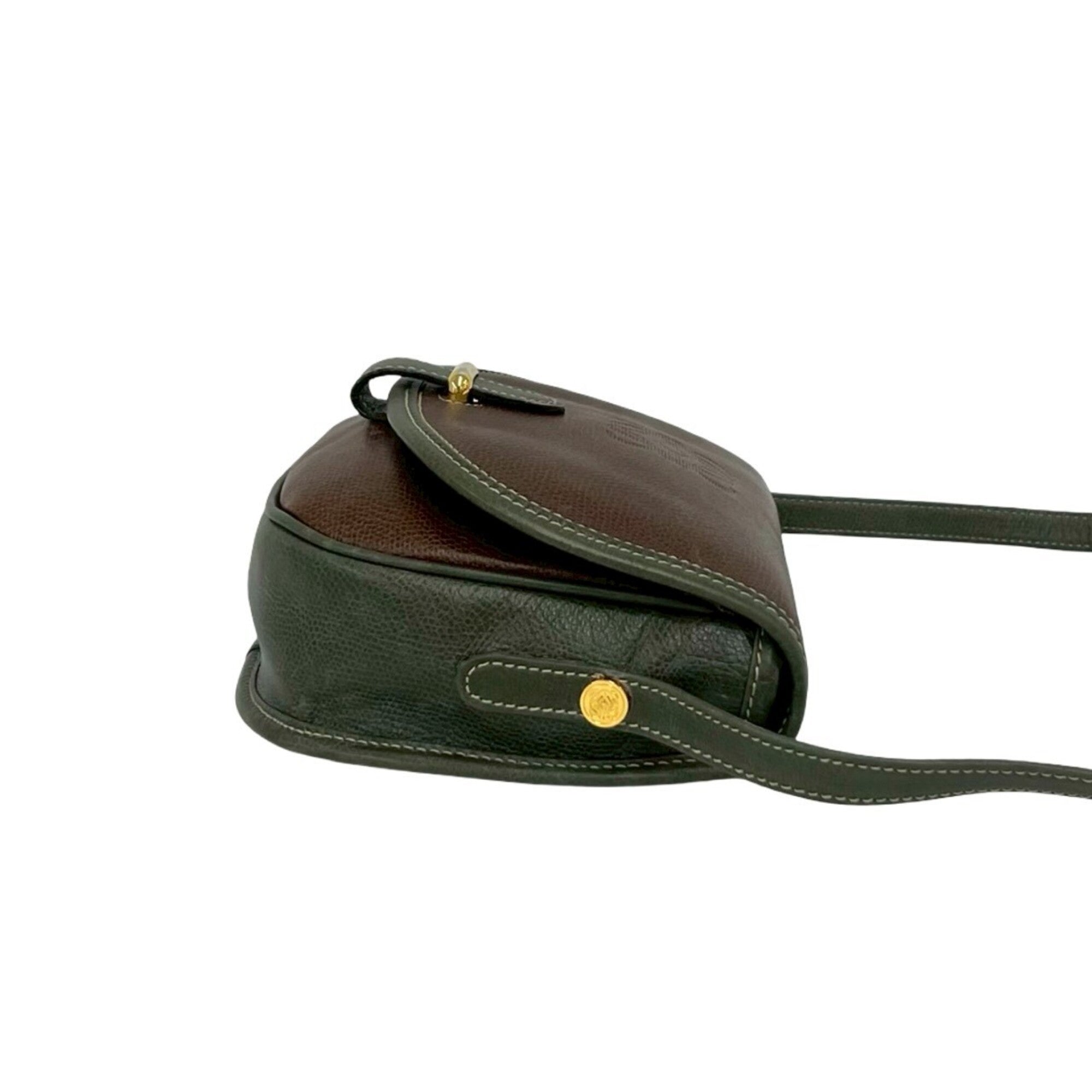 Loewe Brown Green Leather Pochette Shoulder Bag (Pre-Owned)