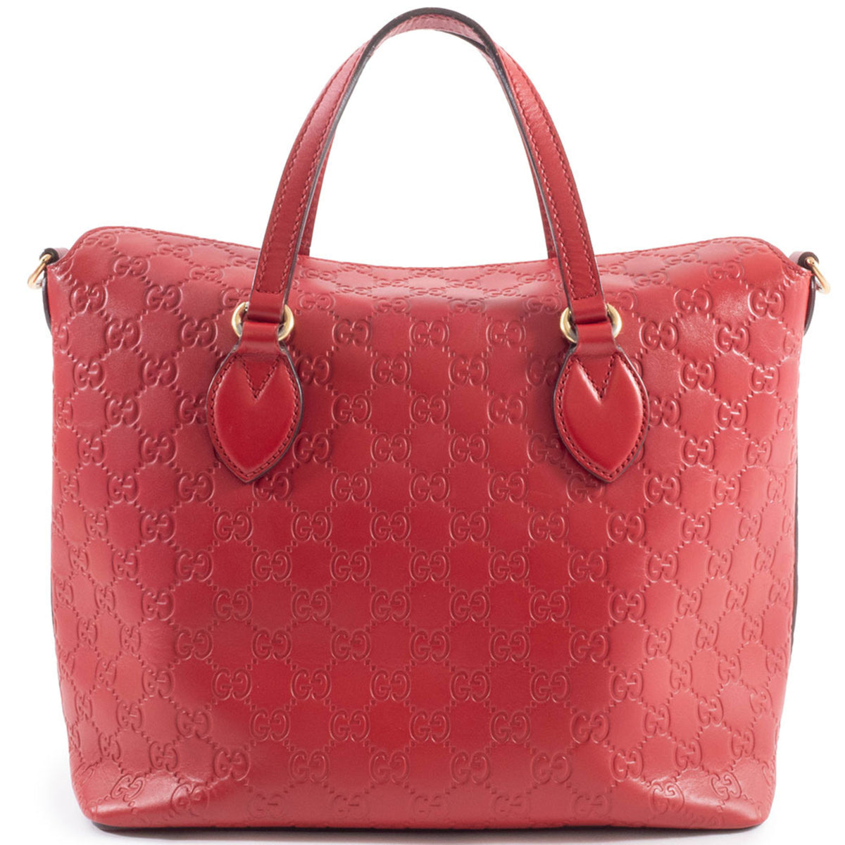 Gucci Red Color Leather Tote Bag (Pre-Owned)