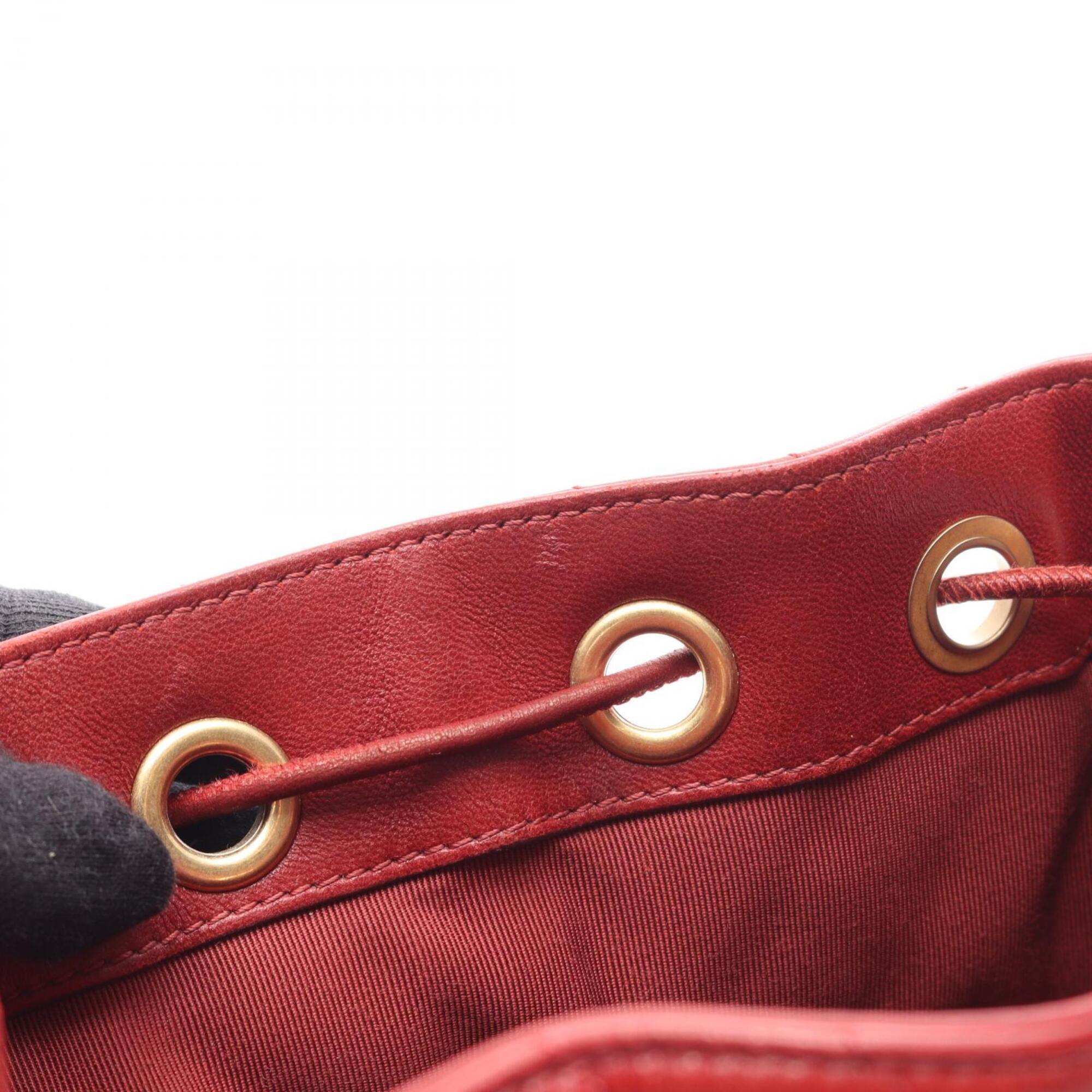 Chanel Red Color Leather Handbag Shoulder Bag (Pre-Owned)