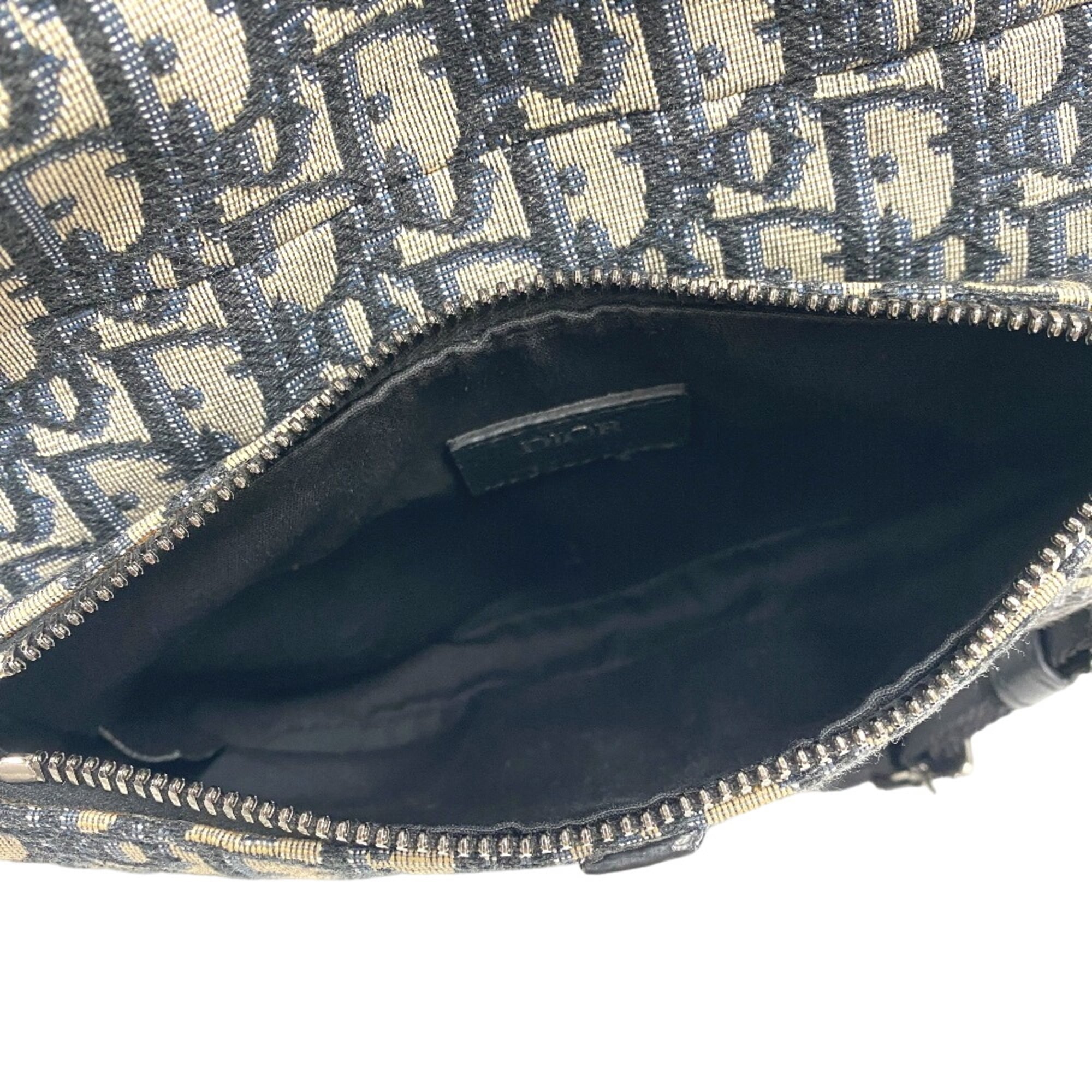 Christian Dior Navy Canvas Saddle Bag Sling Bag (Pre-Owned)