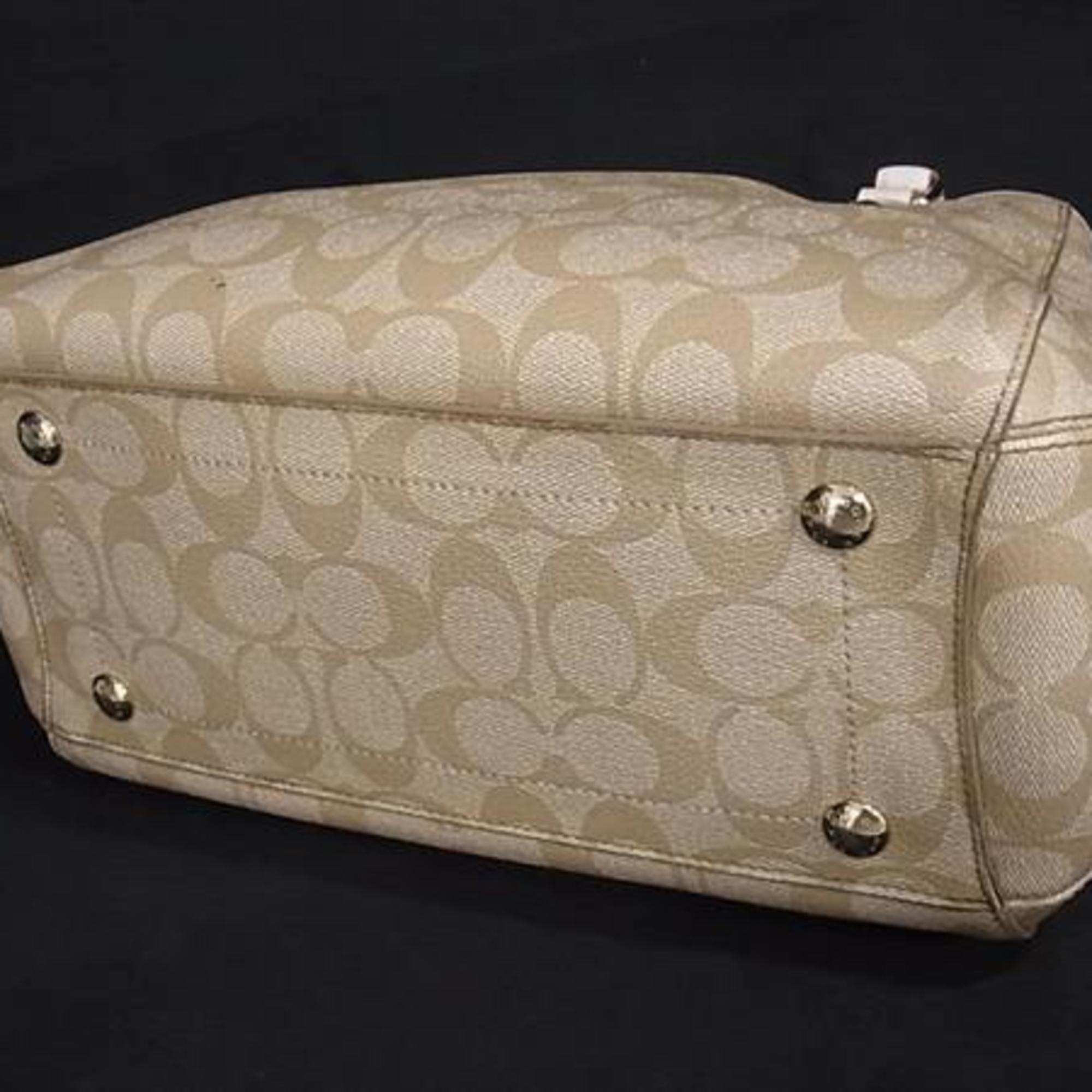 Coach Beige Ivory Pvc Leather Handbag Shoulder Bag Tote Bag (Pre-Owned)
