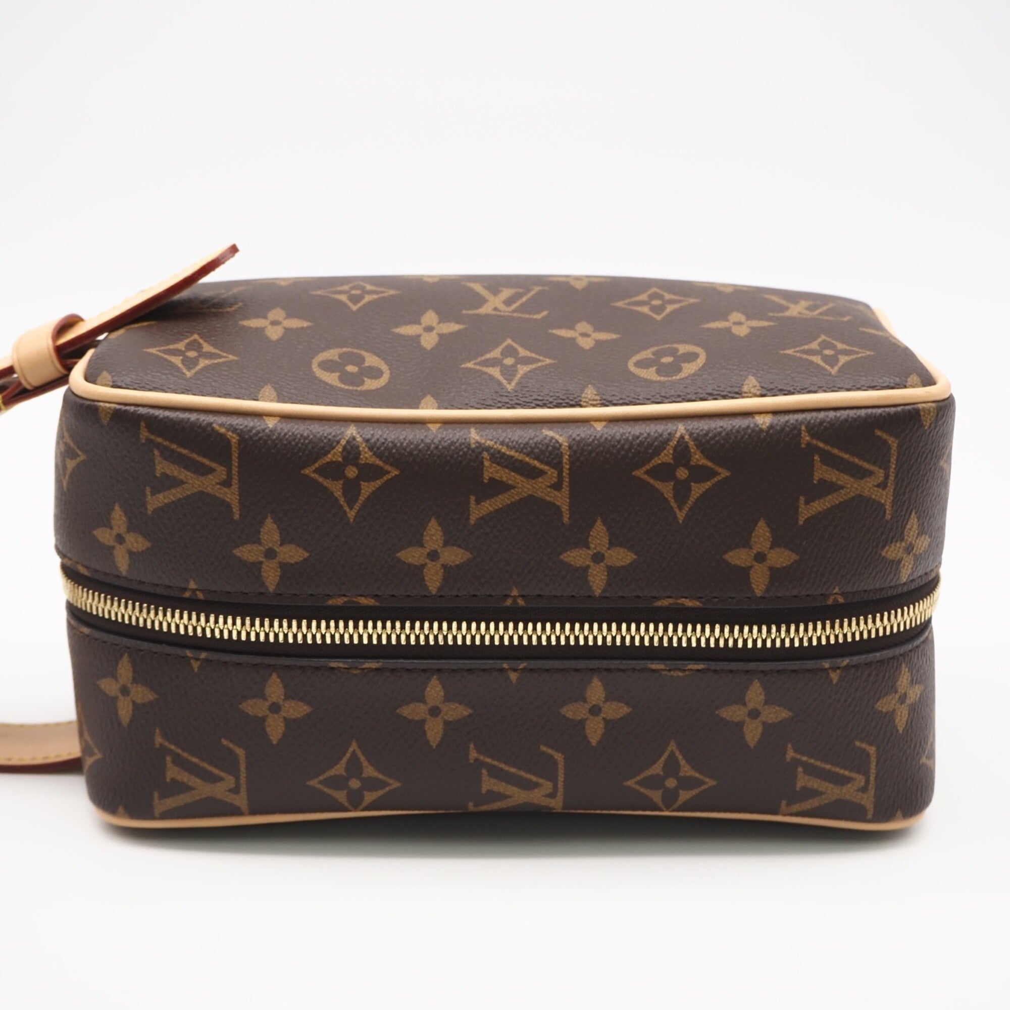 Louis Vuitton Monogram Beige Brown Coated Canvas Leather Clutch Bag (Pre-Owned)