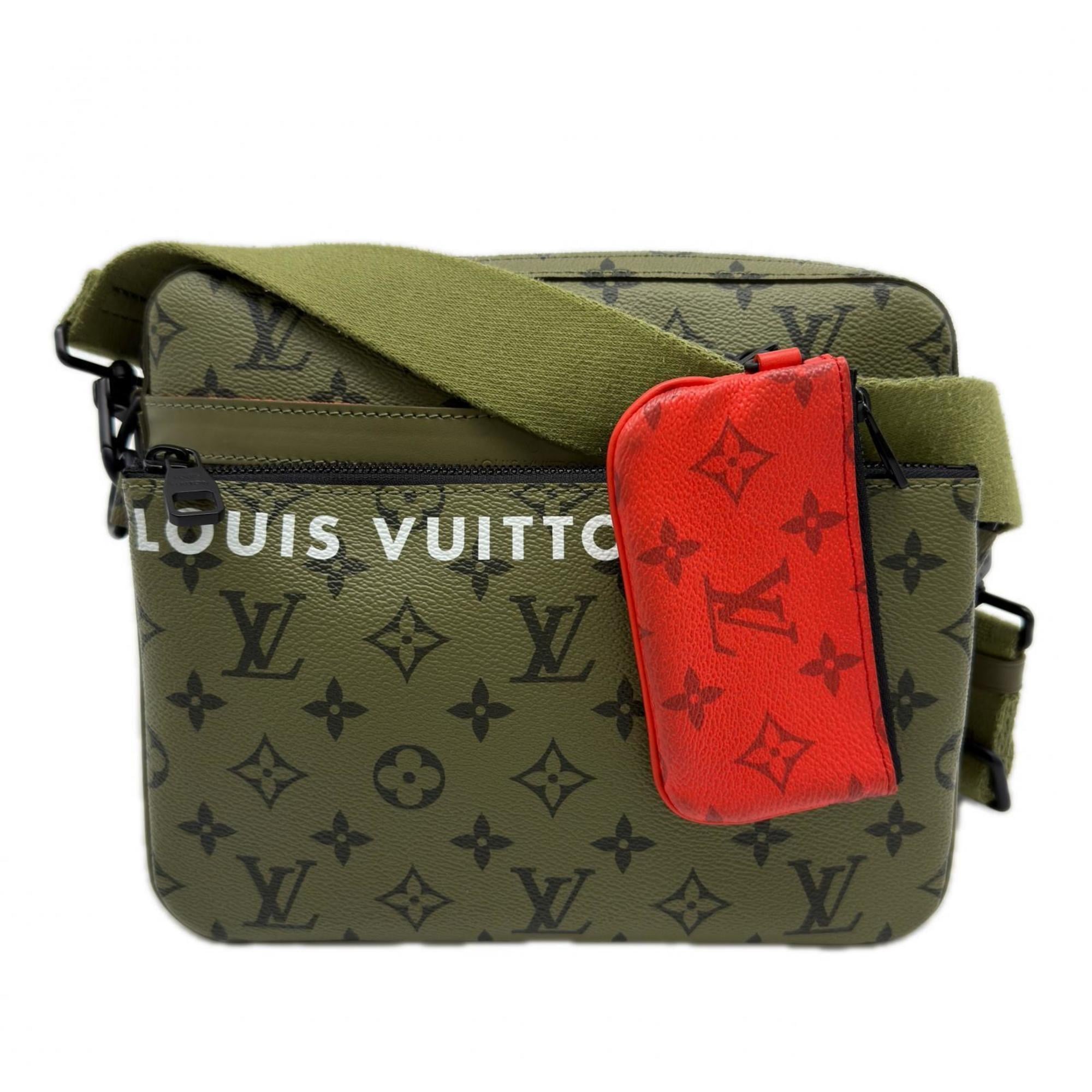 Louis Vuitton Khaki Monogram Red Color Monogram Pouch Shoulder Bag (Pre-Owned)