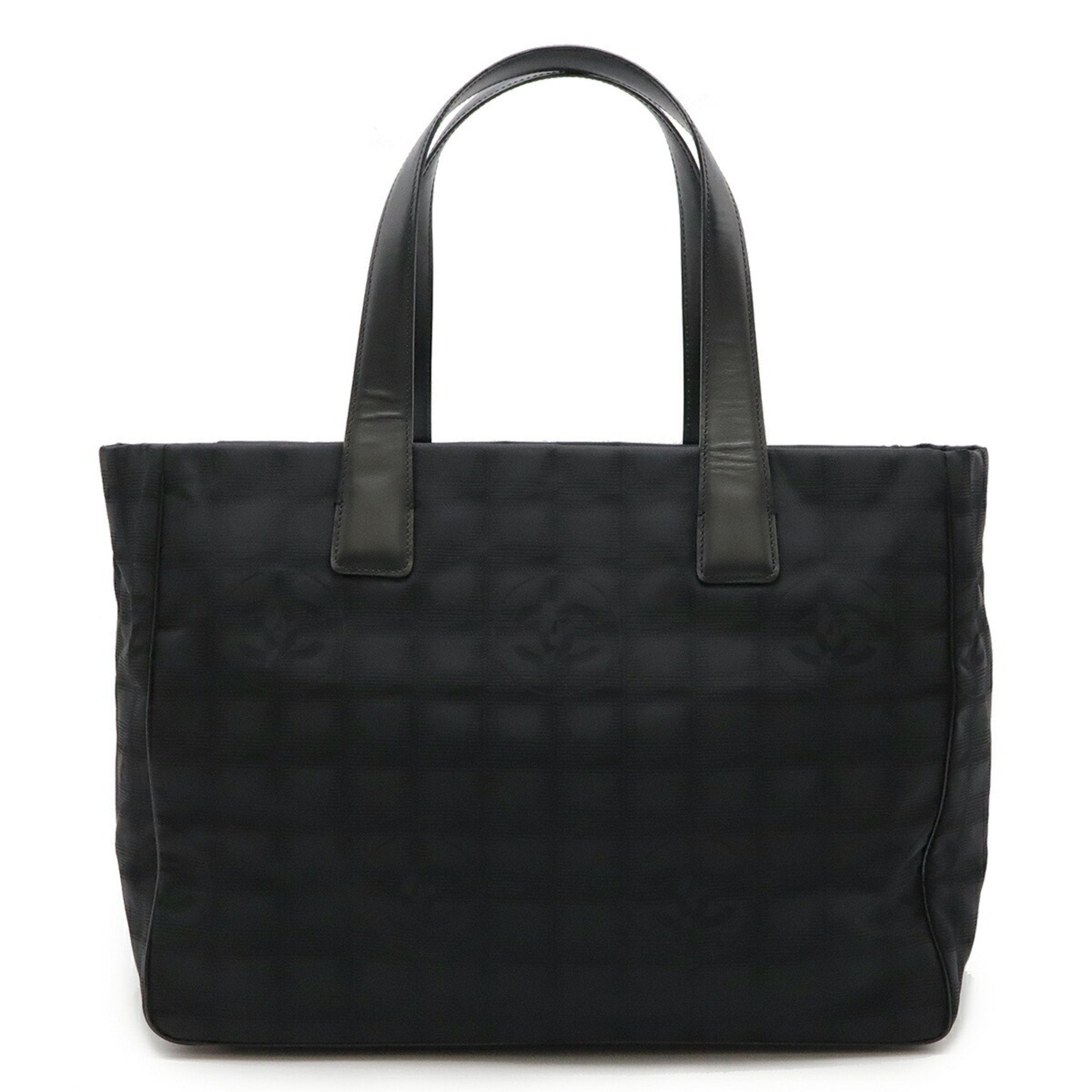 Chanel Black Jacquard Leather Shoulder Bag Tote Bag (Pre-Owned)