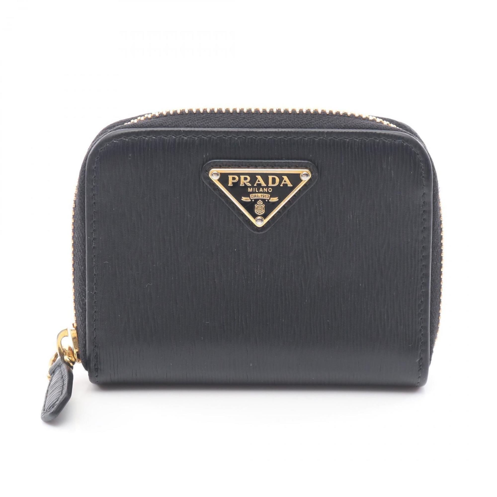 Prada Black Leather Coin Purse/Coin Case (Pre-Owned)