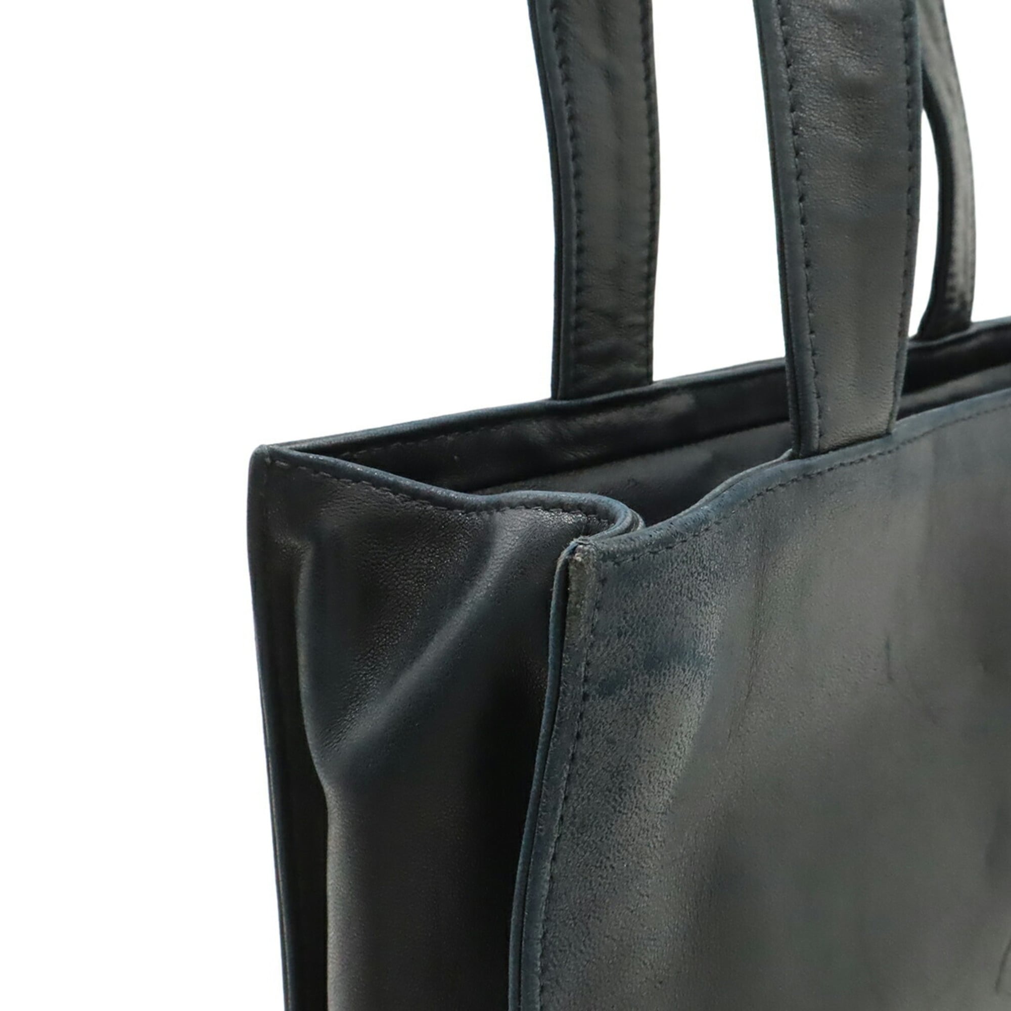 Chanel Camellia Black Leather Shoulder Bag Tote Bag (Pre-Owned)
